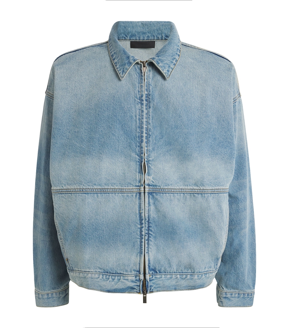 FEAR OF GOD ESSENTIALS Mens Denim Zip-Up Jacket Vintage Blue Image 1
