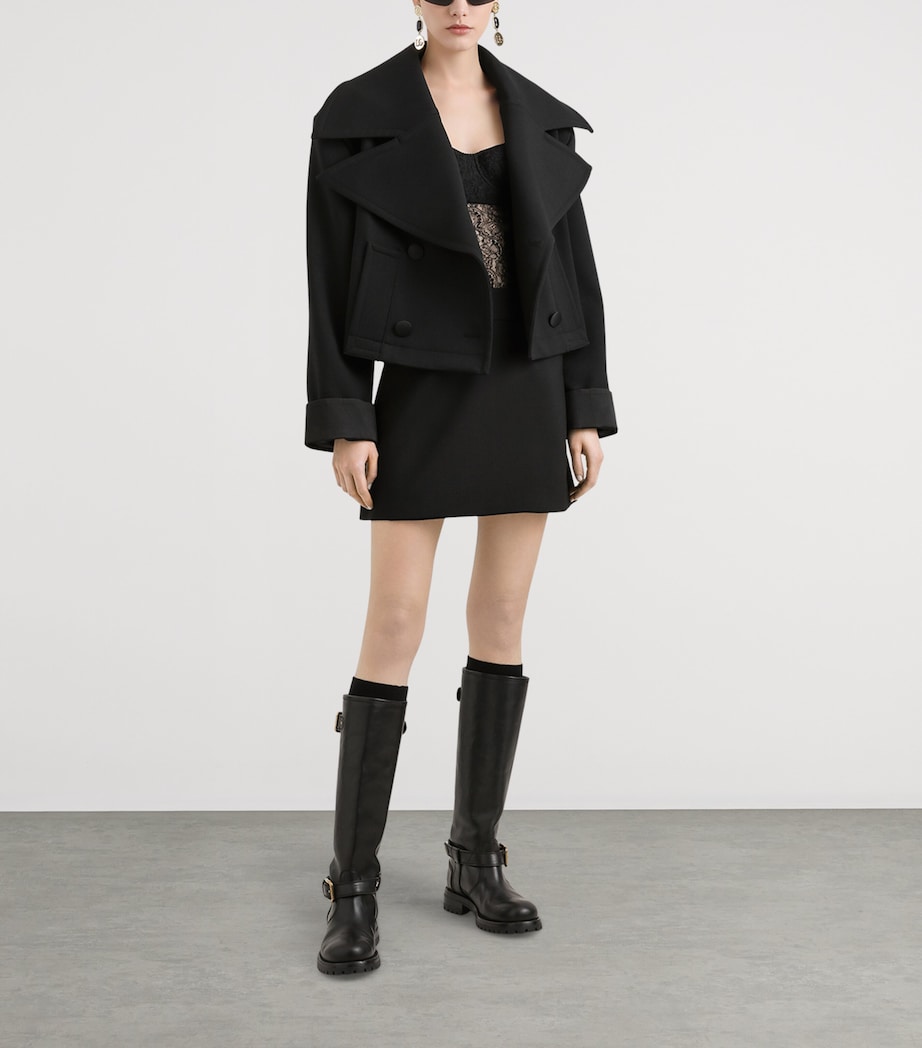 Wool-Blend Basque Skirt N0000-BLACK Image 5