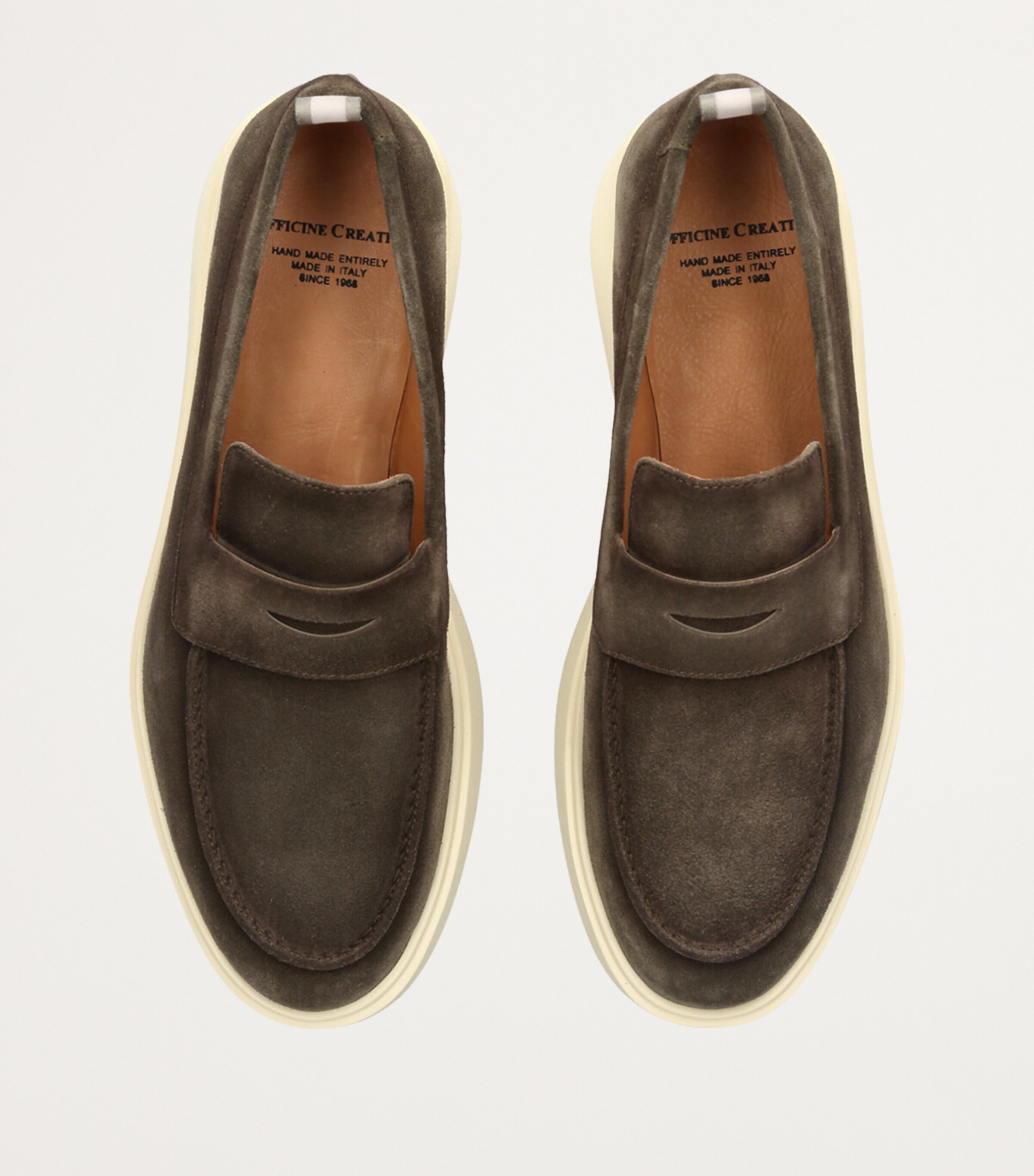 Officine Creative Green Suede Bones Penny Loafers Harrods UK