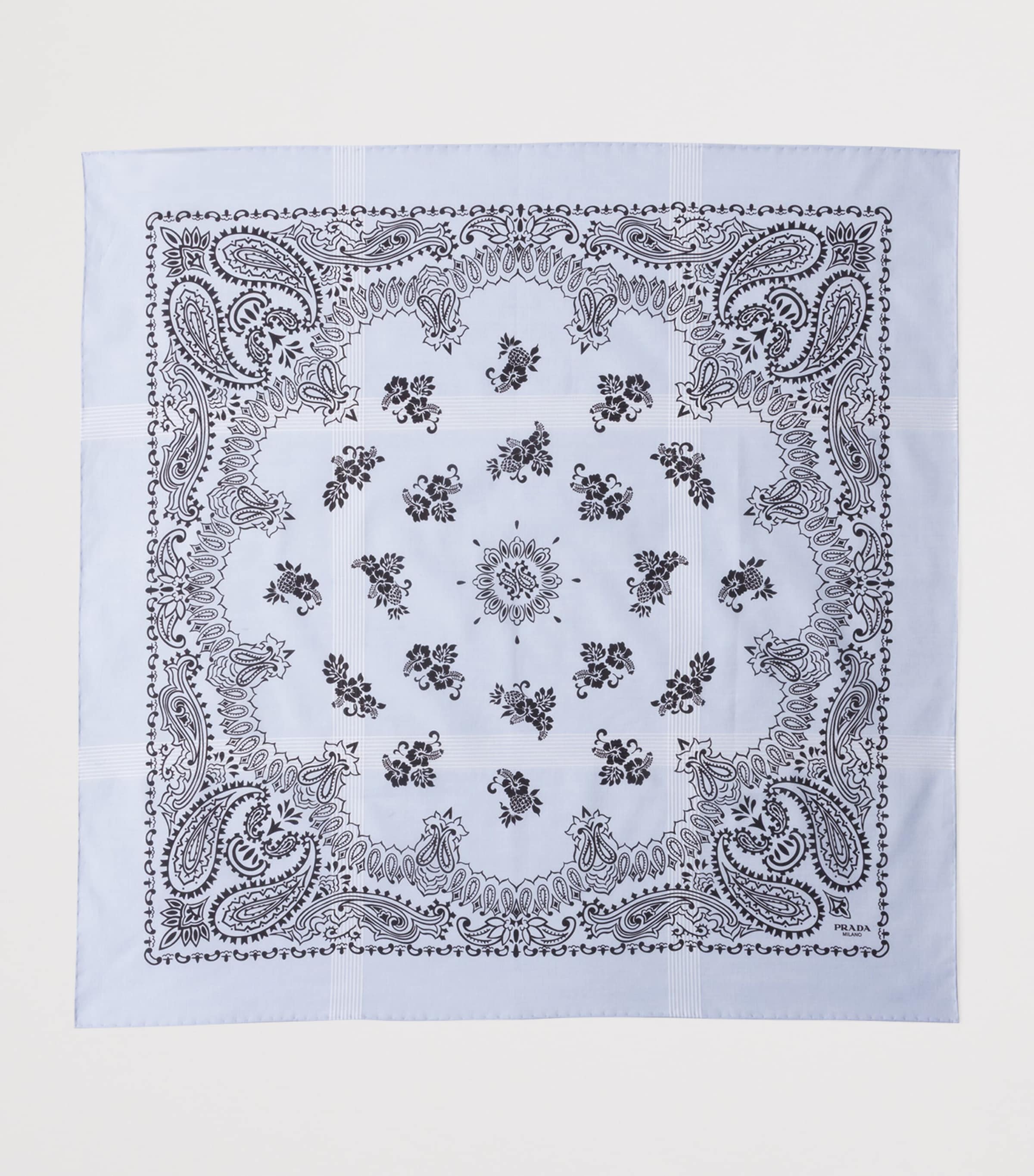 Prada Silk Batiste Printed Square Scarf Light Blue Image 2