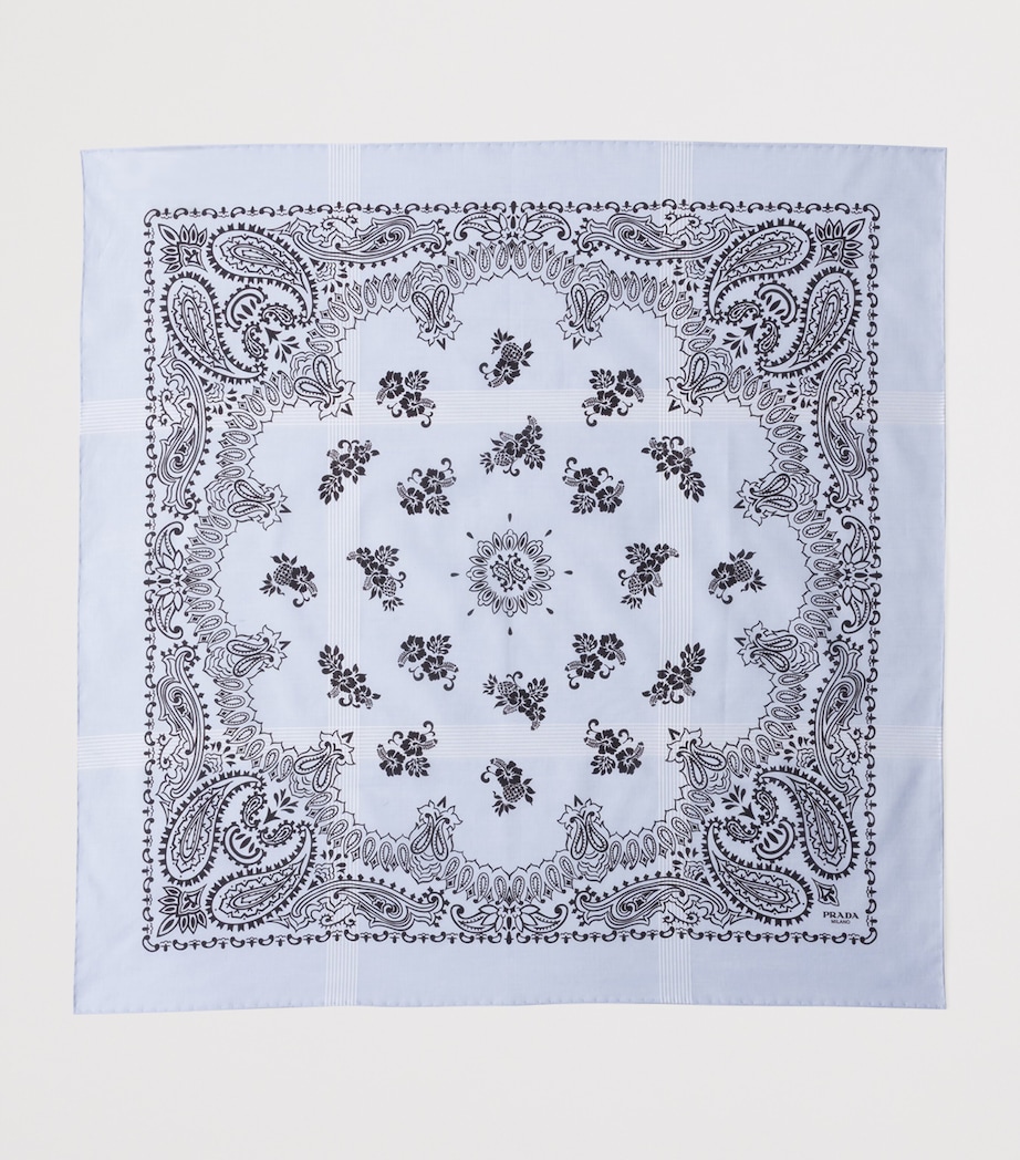 Prada Silk Batiste Printed Square Scarf Light Blue Image 2
