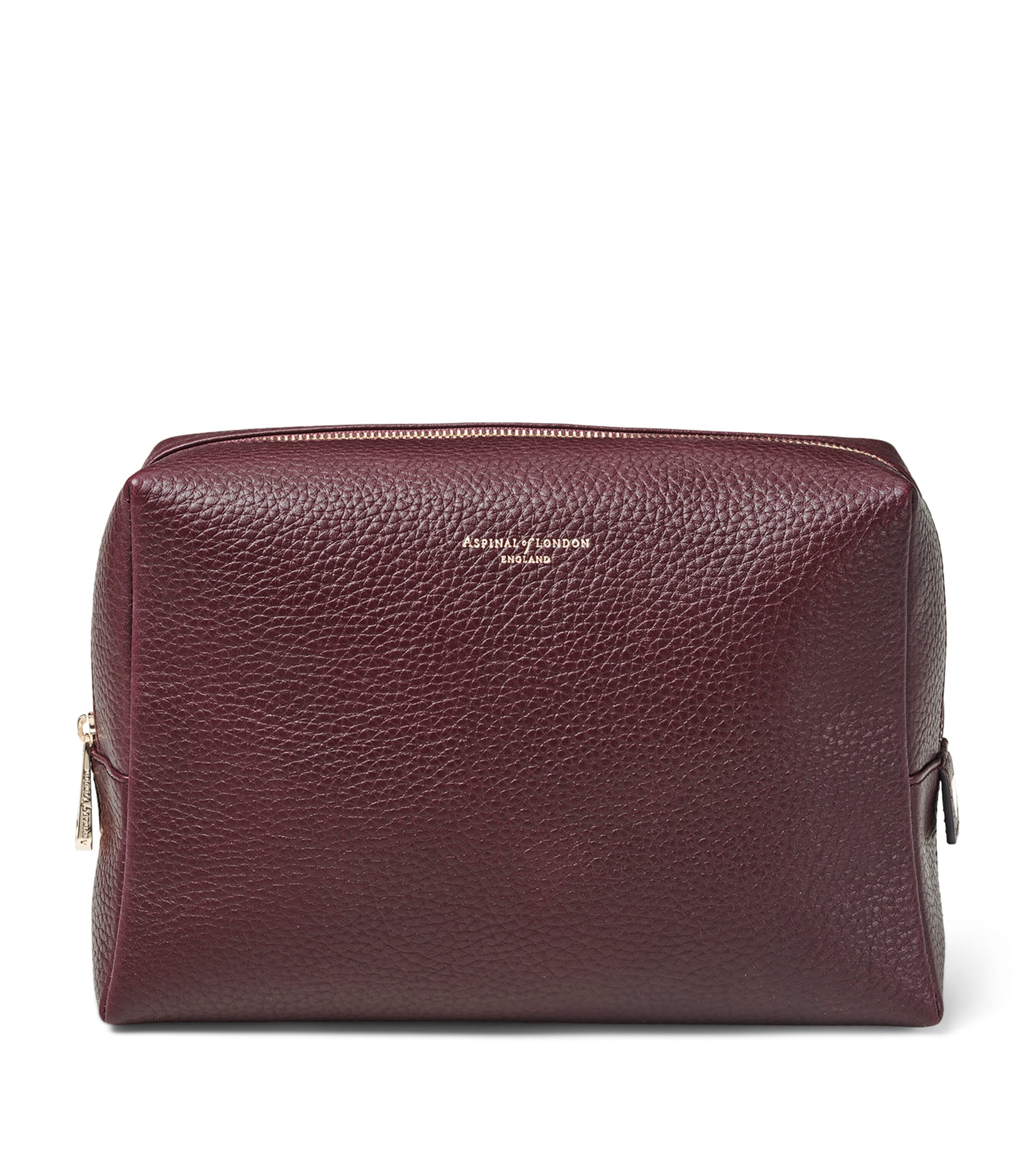 Aspinal Of London Large Leather London Cosmetic Case Burgundy Image 1