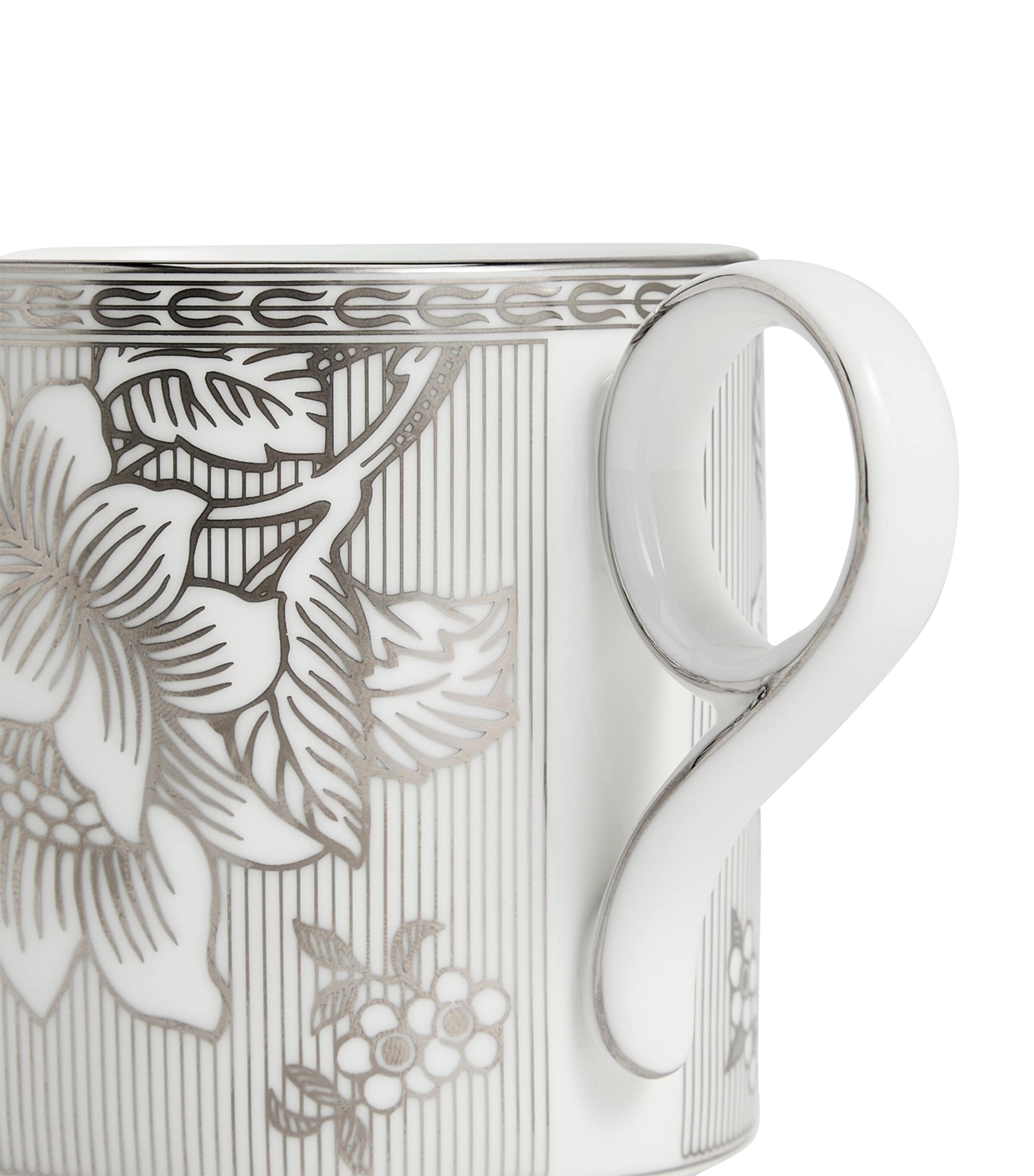 Set of 2 Bone China Silver Tonquin Mugs (330ml) SILVER Image 4