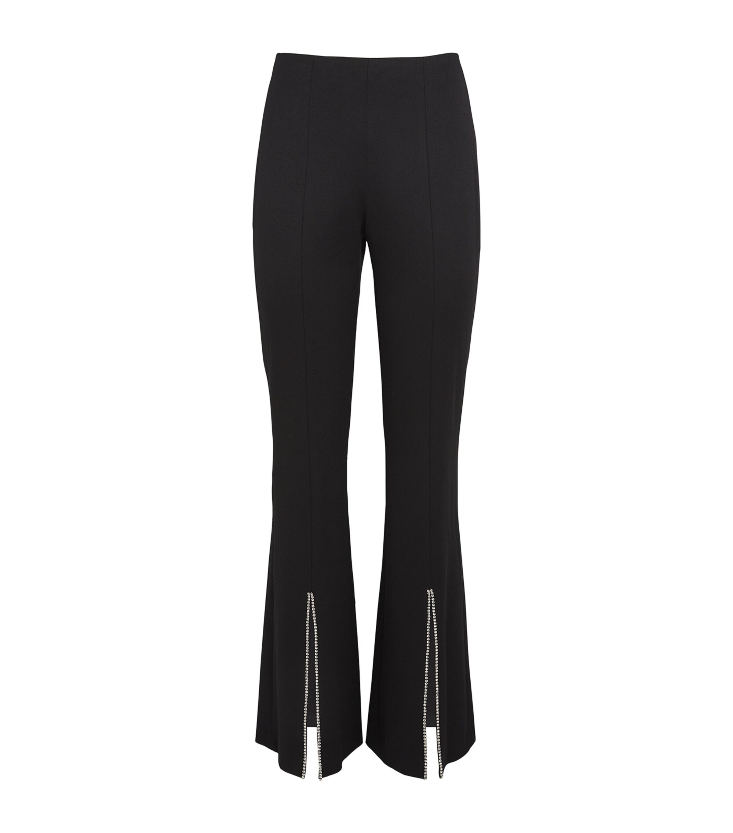 Alice And Olivia Rmp Bootcut Pants With Embellished Front Slits In Black