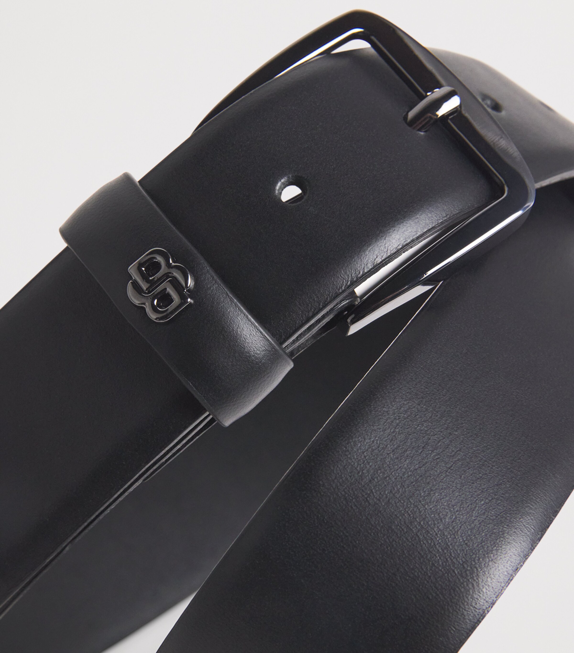 BOSS Leather Logo Belt Black Image 5