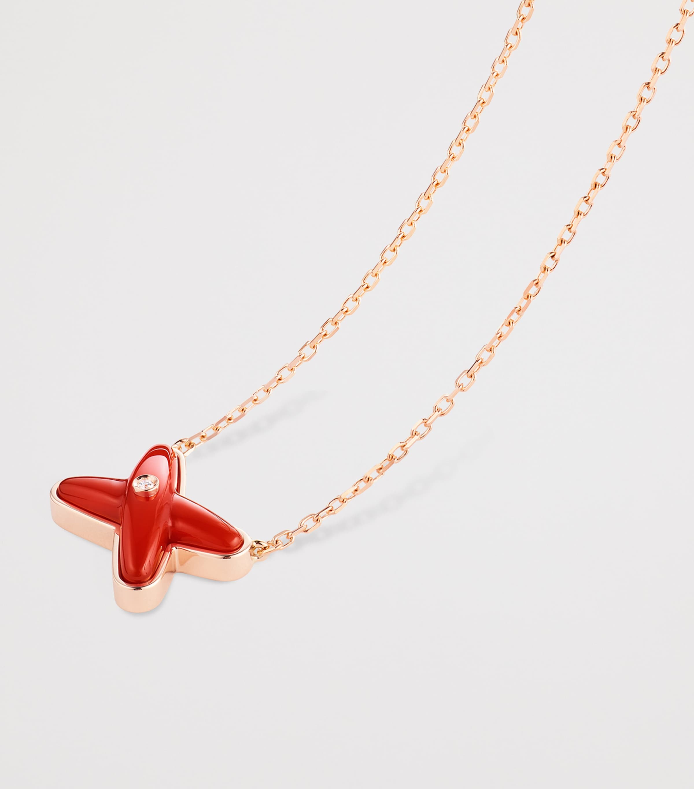 Chaumet Rose Gold, Carnelian and Diamond Jeux de Liens Pendant Necklace Pink Gold Image 3