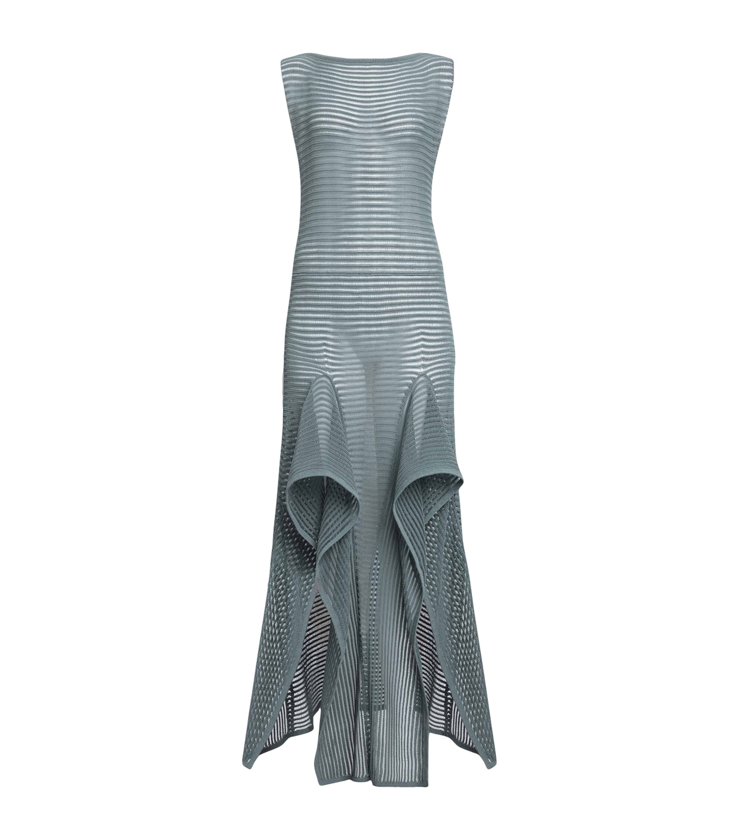Alaïa Ladder-knit Maxi Dress In Green