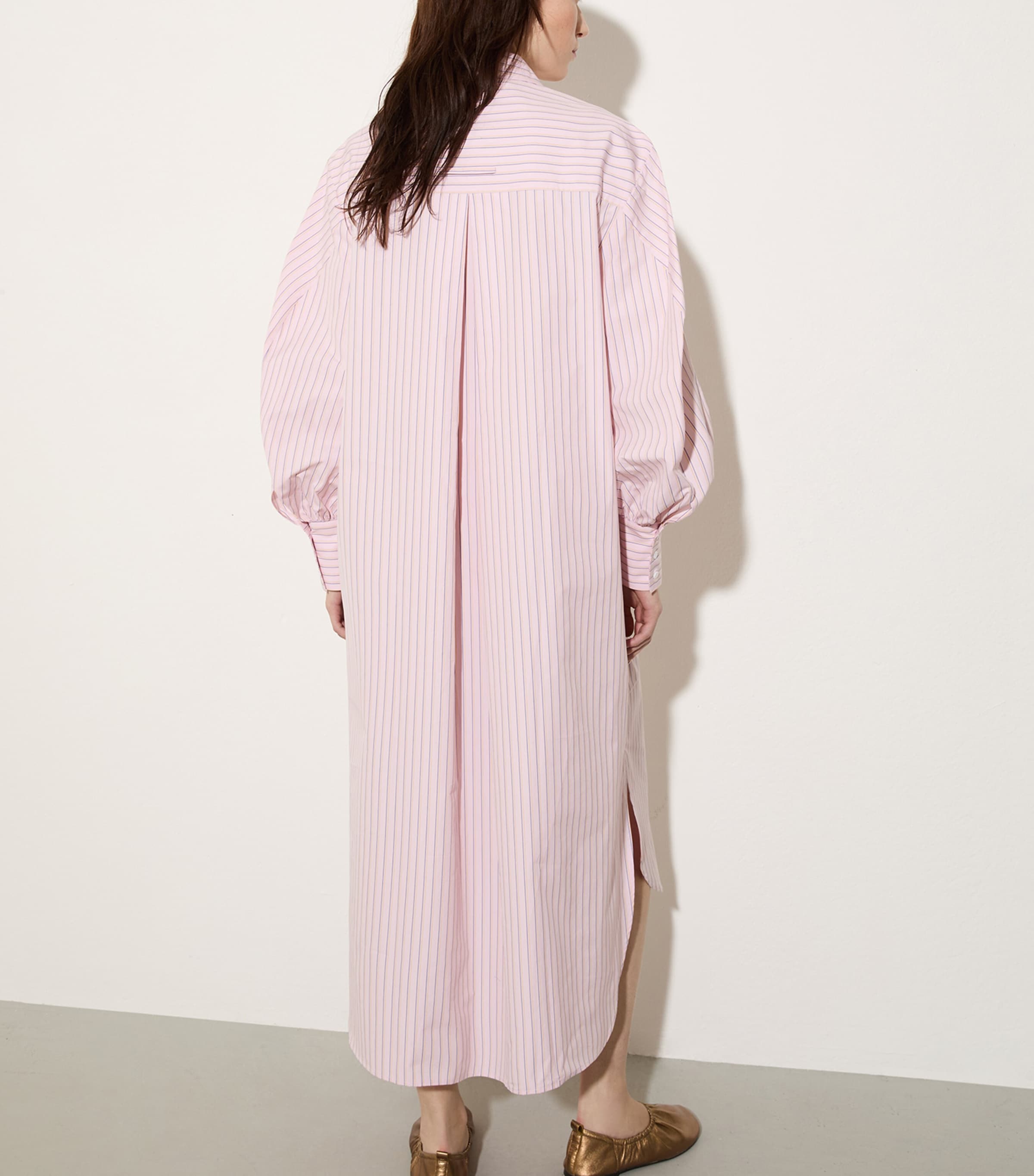 MAX&Co. Womens Cotton Pinstripe Shirt Dress Powder Image 5