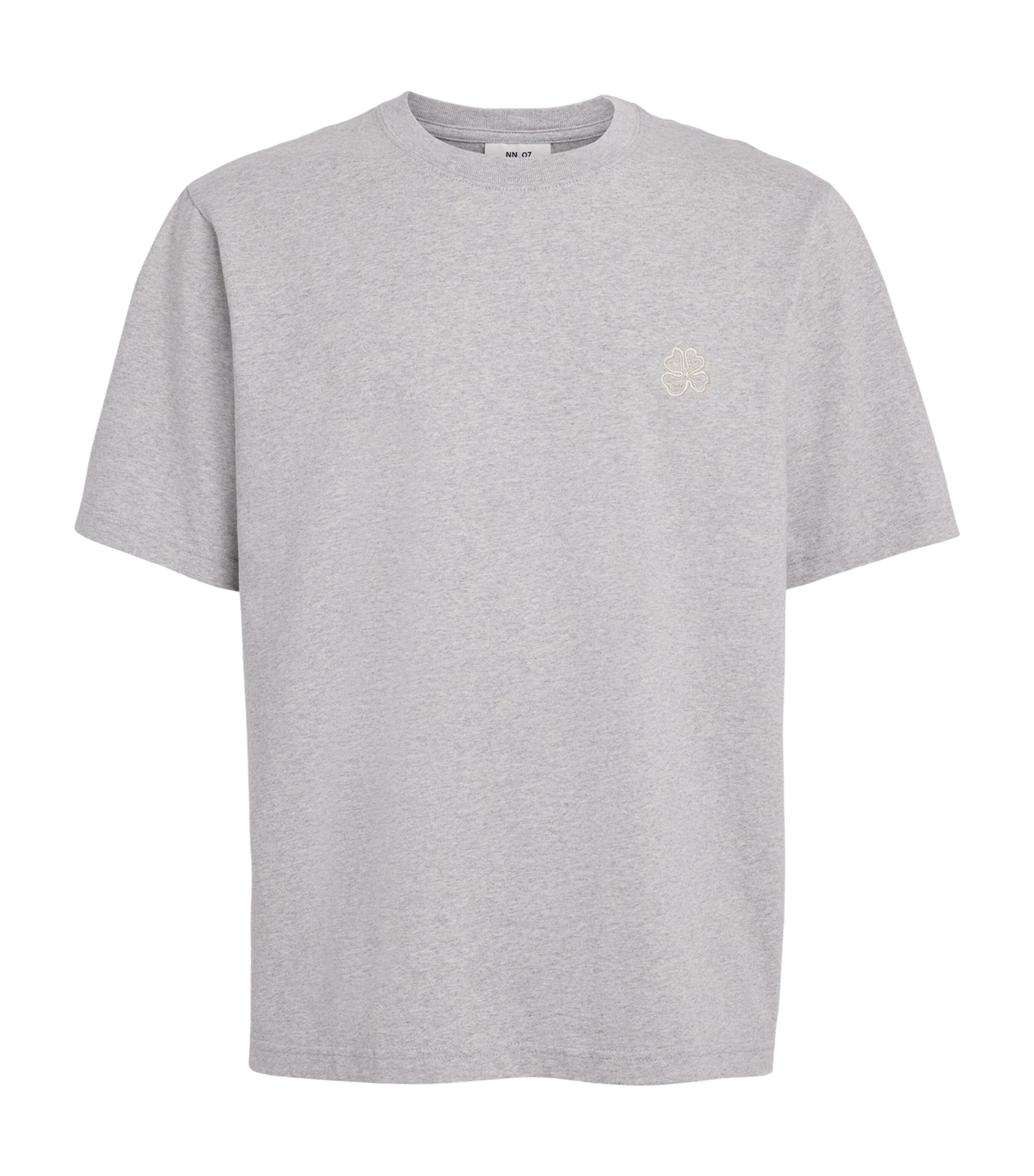 NN.07 Mens Organic Cotton Jett Logo T-Shirt Grey Mel Image 1