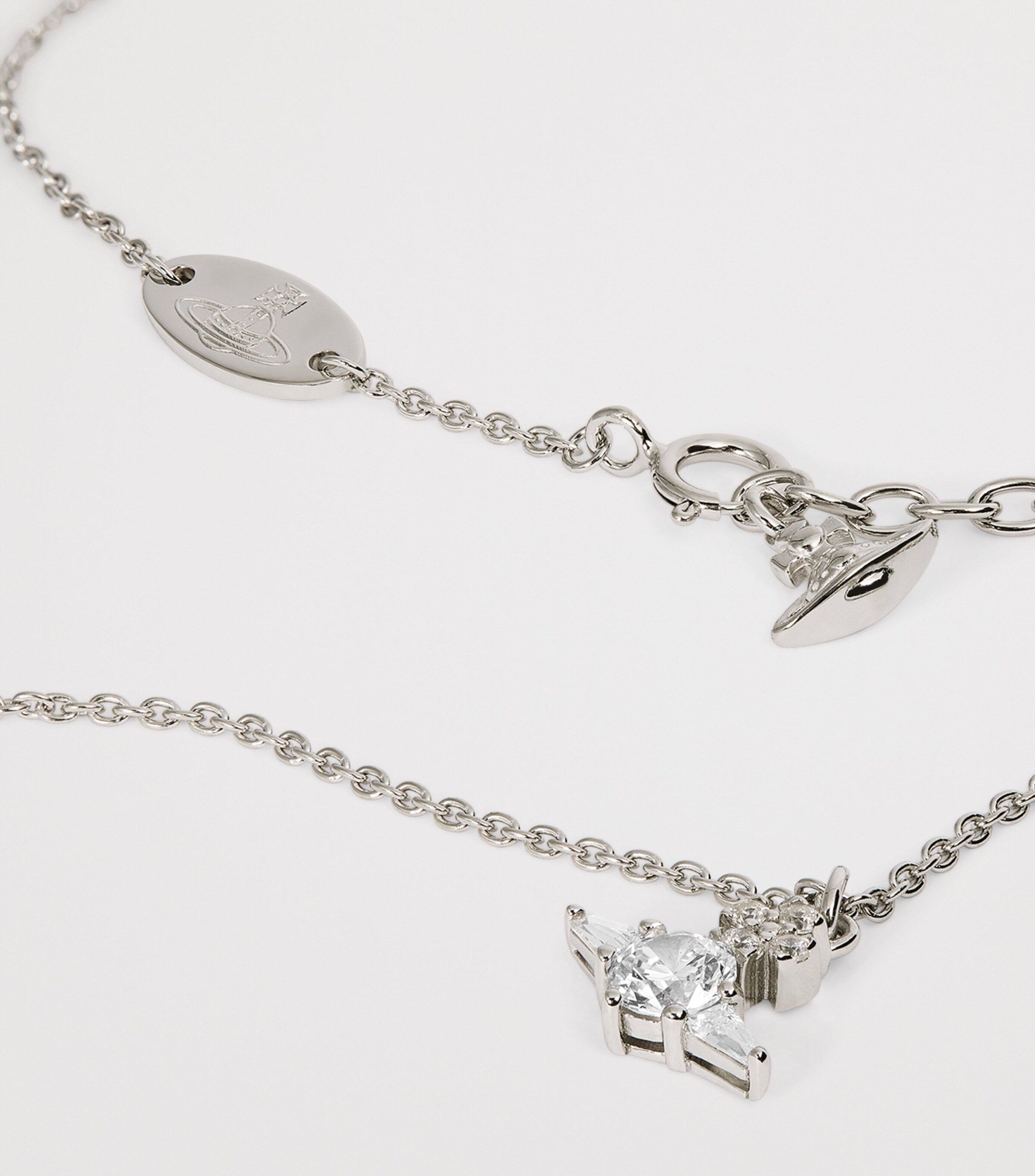 Vivienne Westwood Silver Crystal-Embellished Ofelia Necklace Pltnm/wht Image 4