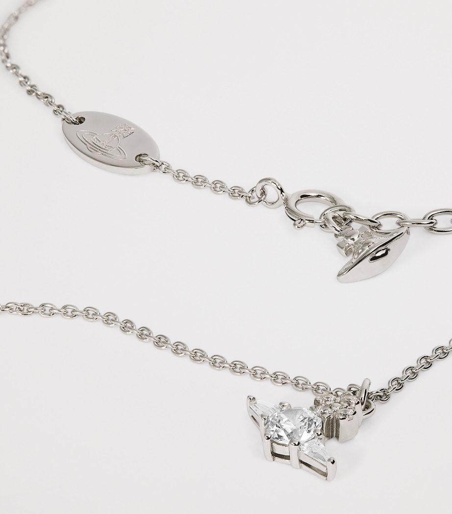 Silver Crystal-Embellished Ofelia Necklace P102 PLTNM/WHT Image 4