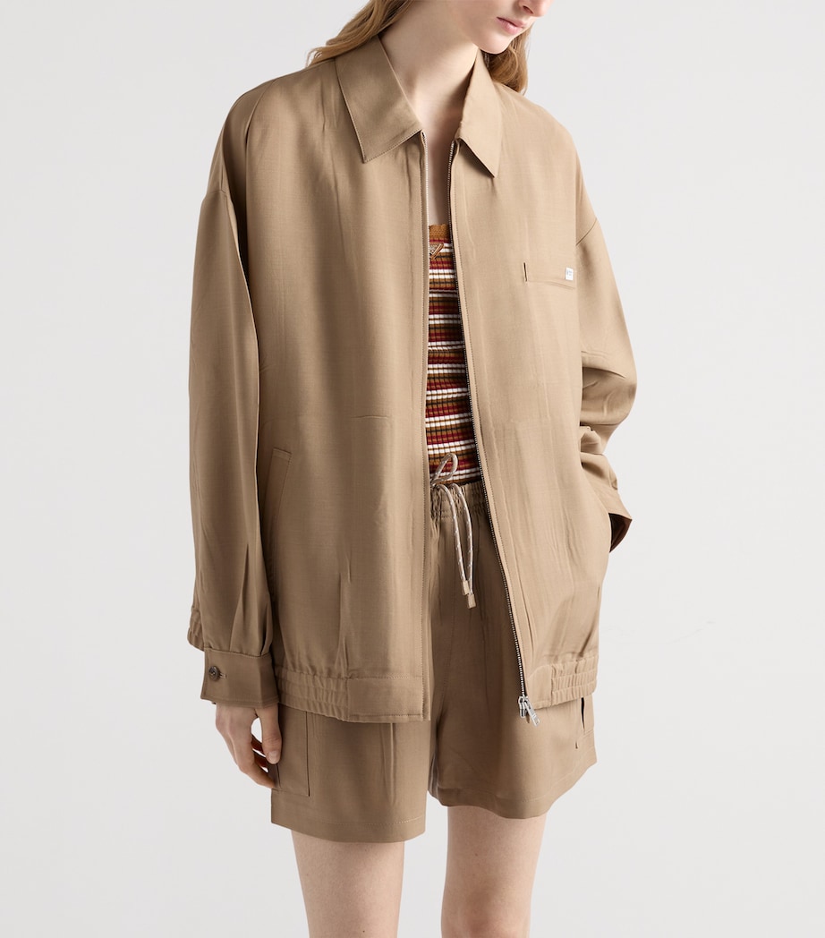 Prada Womens Wool-Mohair Tailored Jacket Brown Image 3
