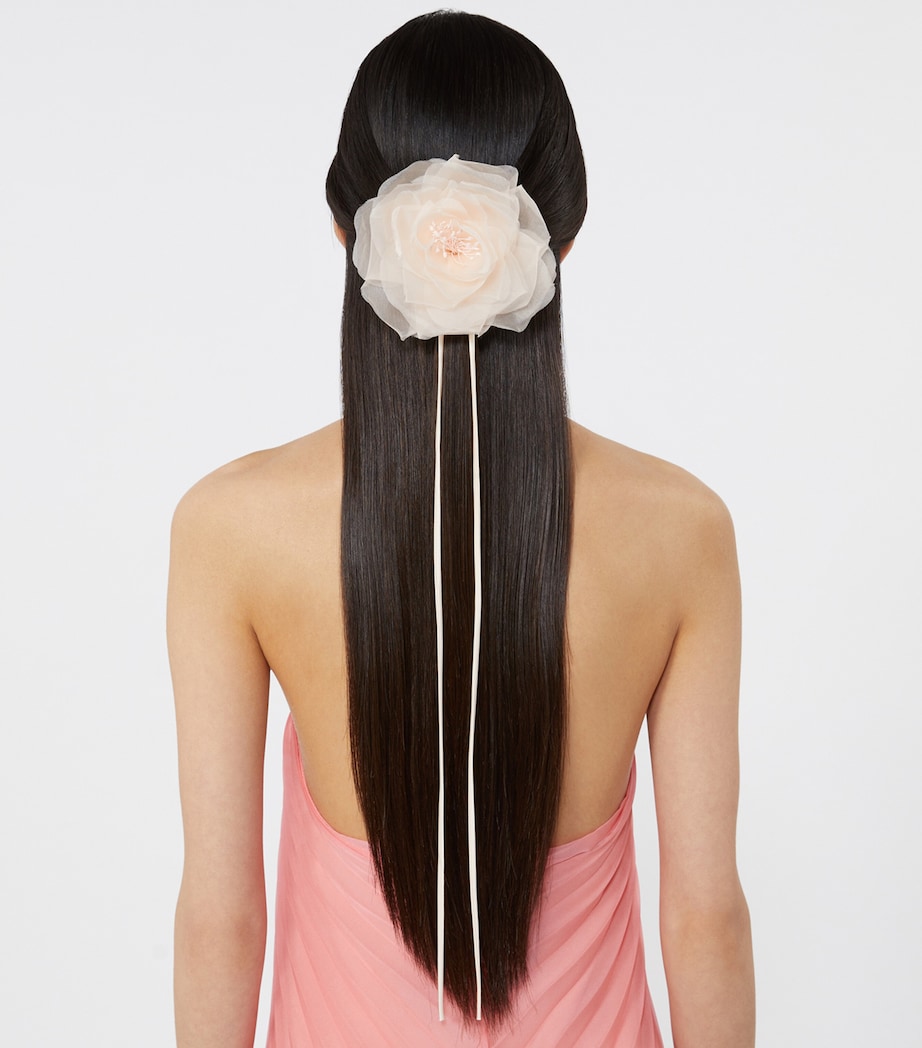 Max Mara Silk Flower Hair Clip Pink Image 2