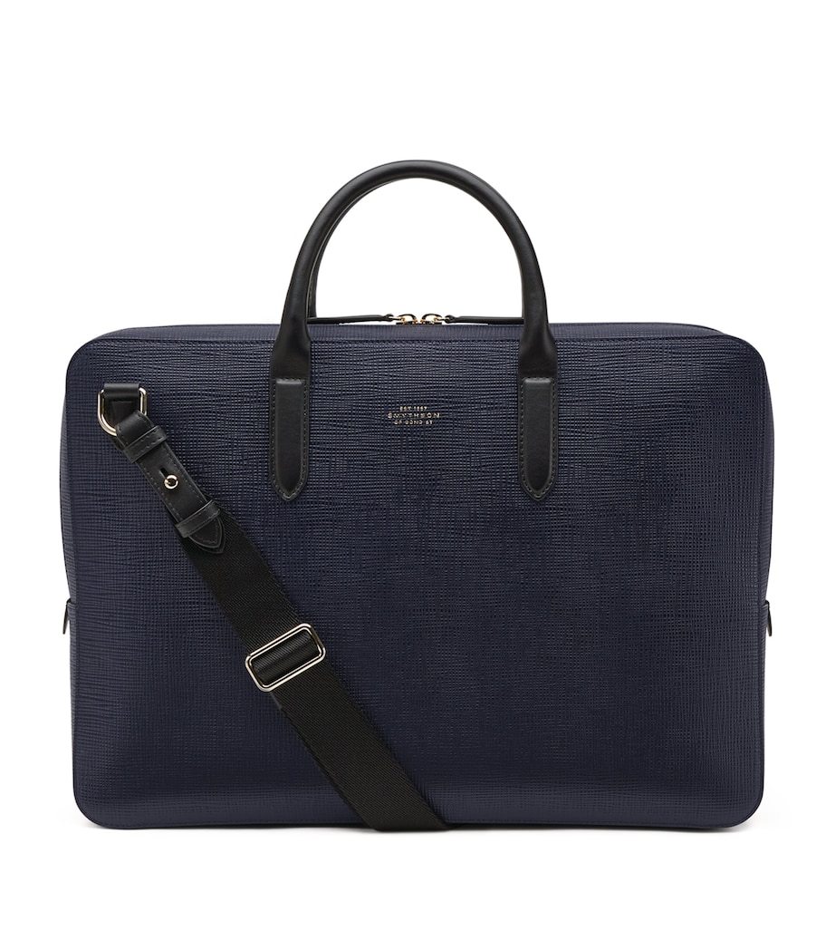 Leather Briefcase NAVY Image 2