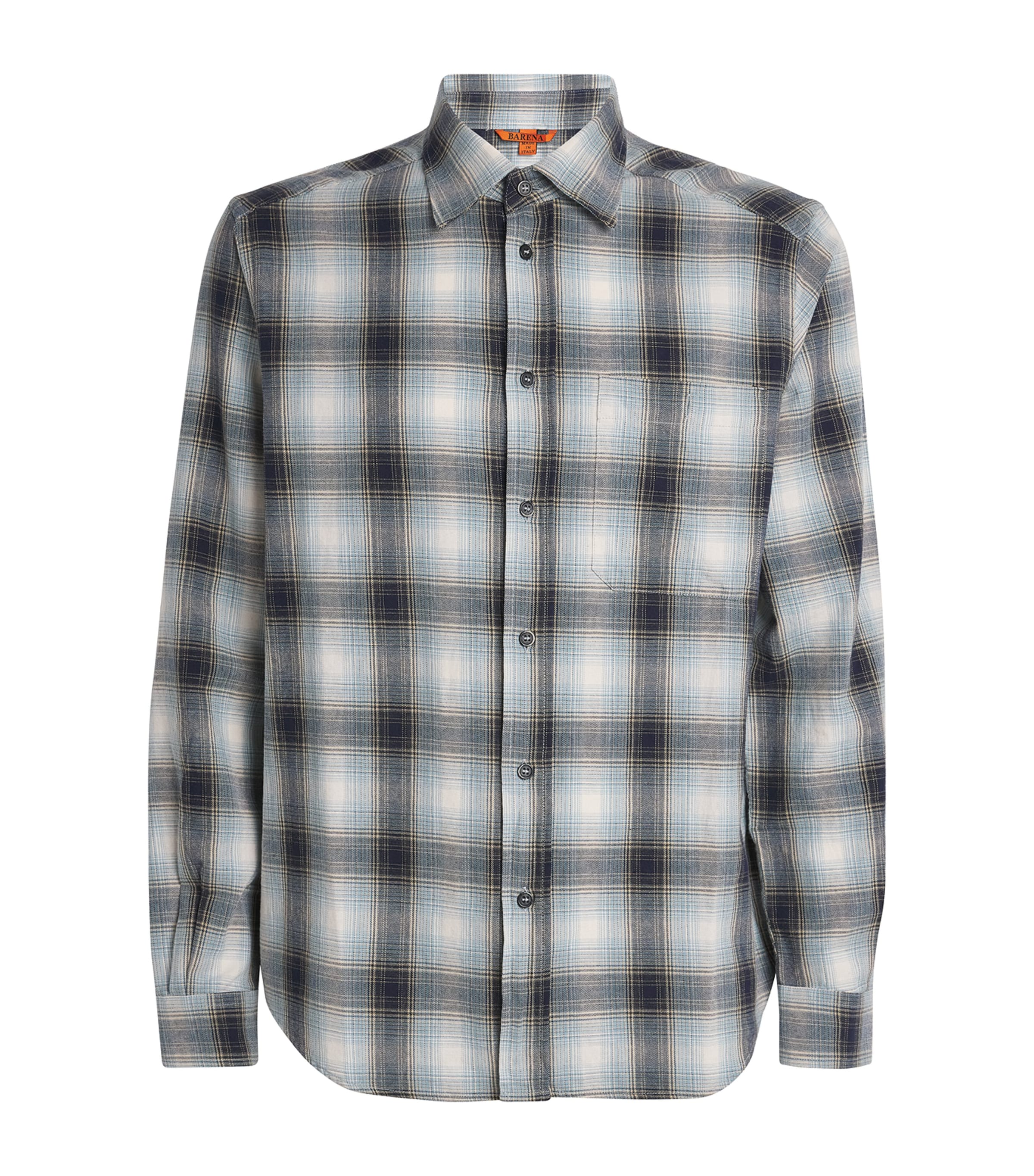 Barena Mens Cotton Check Shirt Navy Image 1