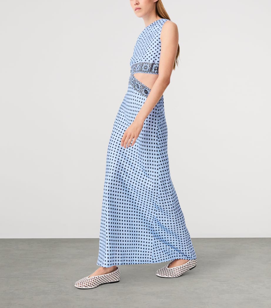 Maje Womens Silk Cut-Out Maxi Dress Light Blue Image 5