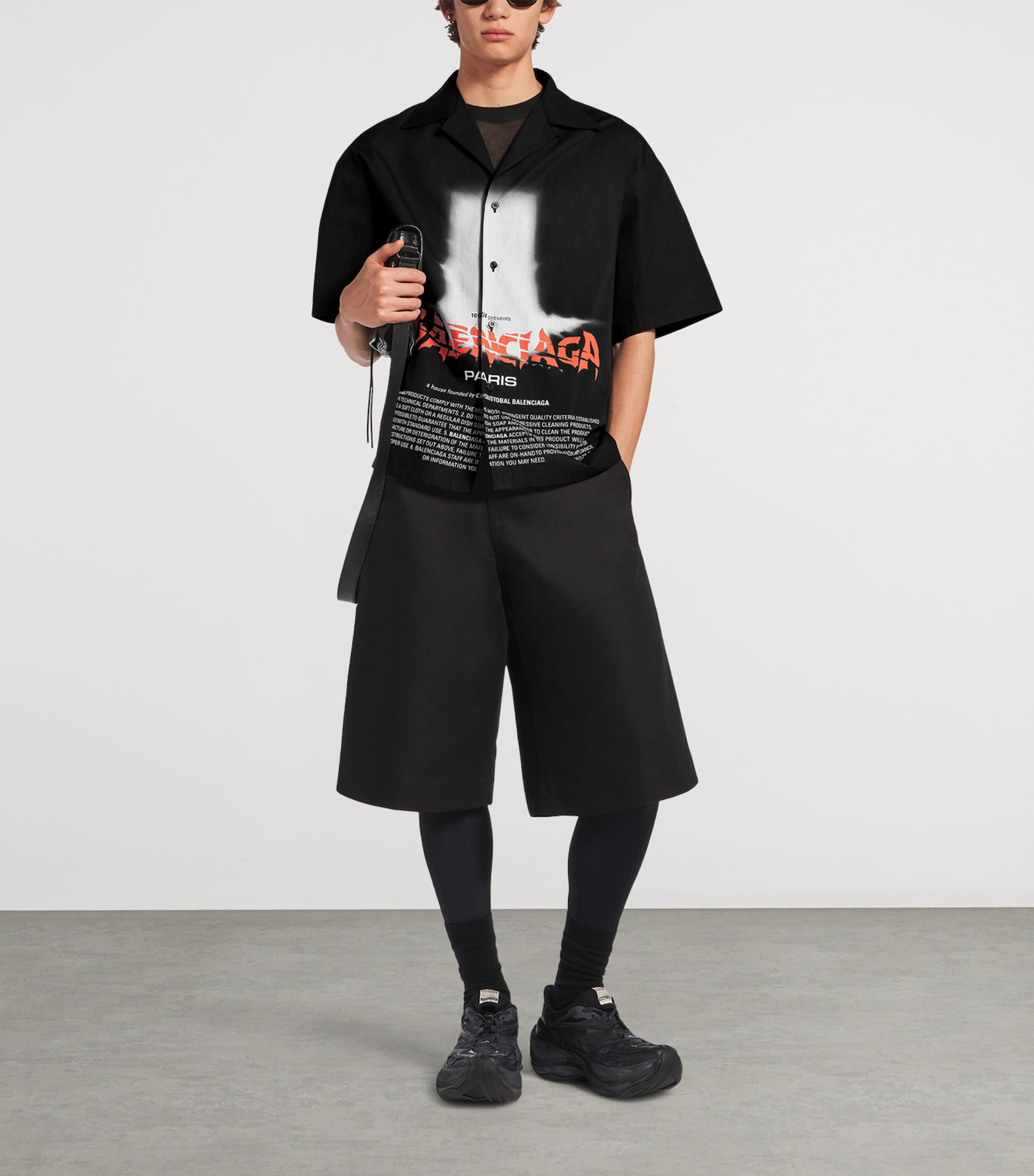 Balenciaga Mens Graphic Print Bowling Shirt Image 2