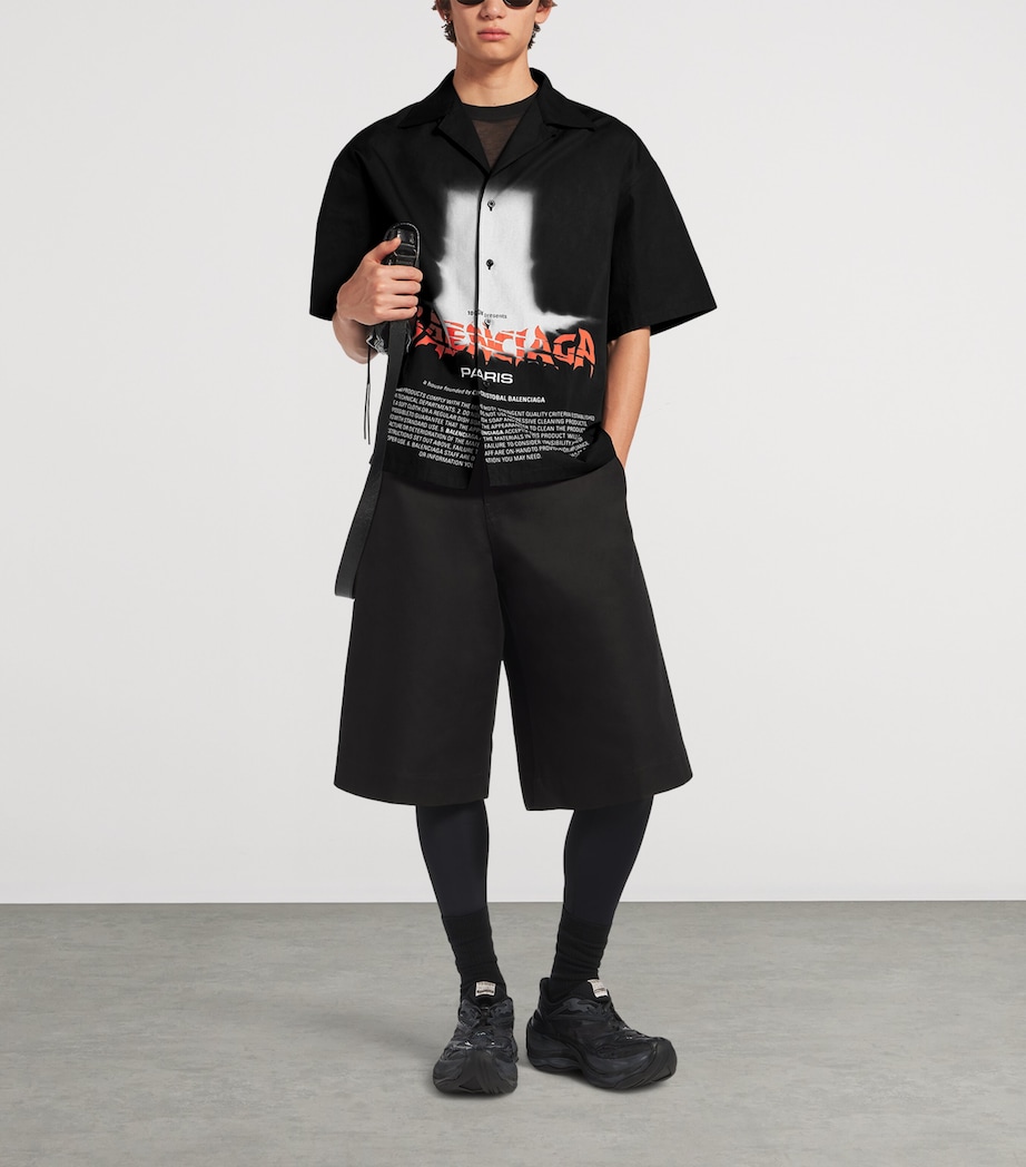 Balenciaga Mens Graphic Print Bowling Shirt Image 2
