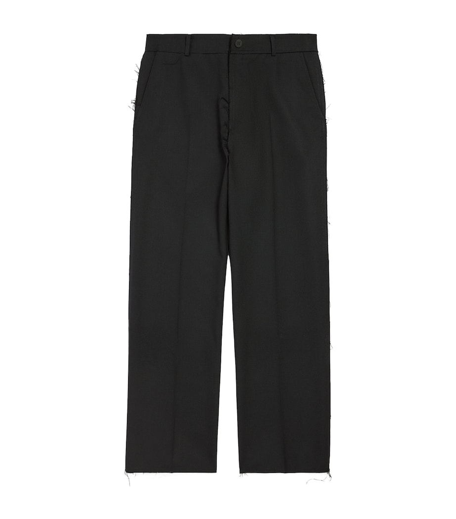 Balenciaga Mens Wool Frayed Wide-Leg Trousers Image 1