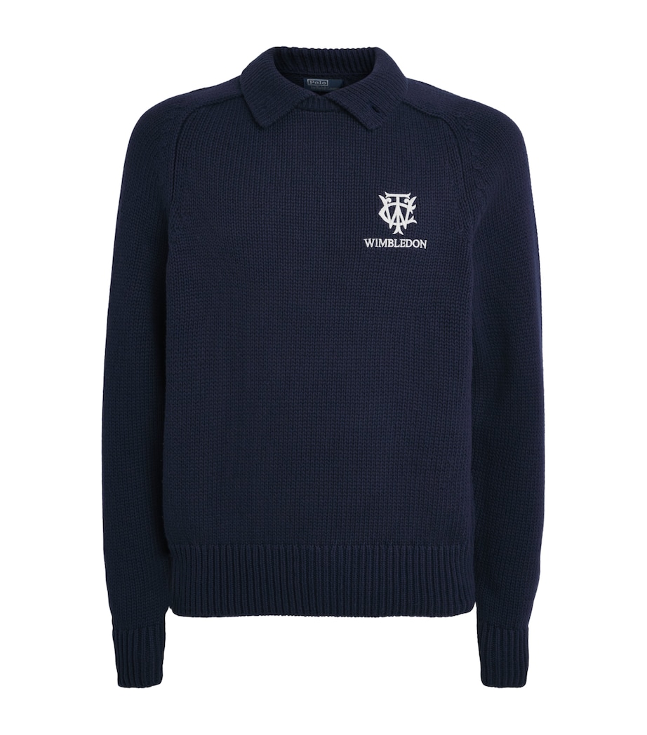 RLX Ralph Lauren Mens x Wimbledon Cotton Polo Sweater Refined Navy Image 1