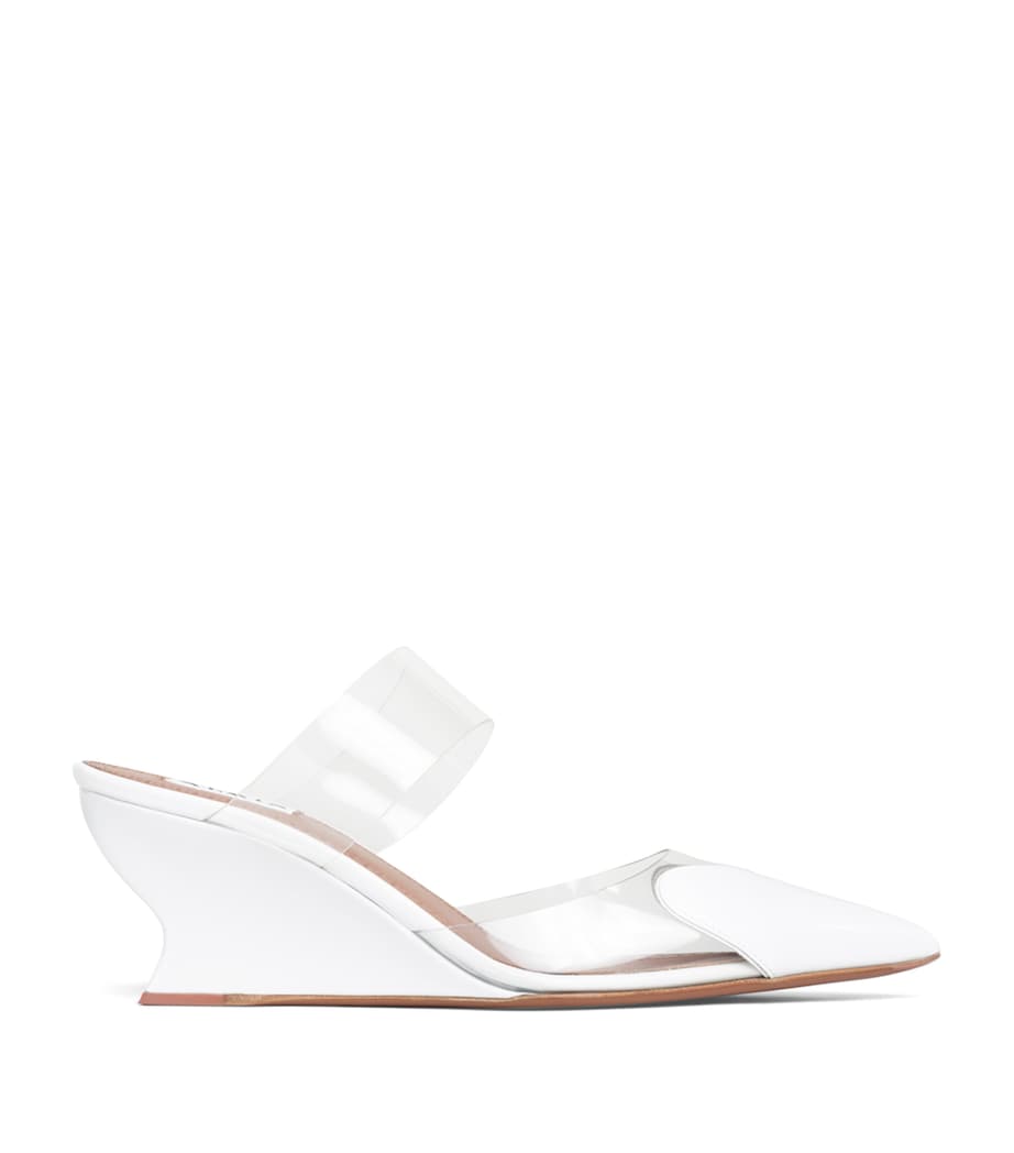 Alaïa Leather-PVC Le Coeur Wedge Mules 60 Optical White Image 1