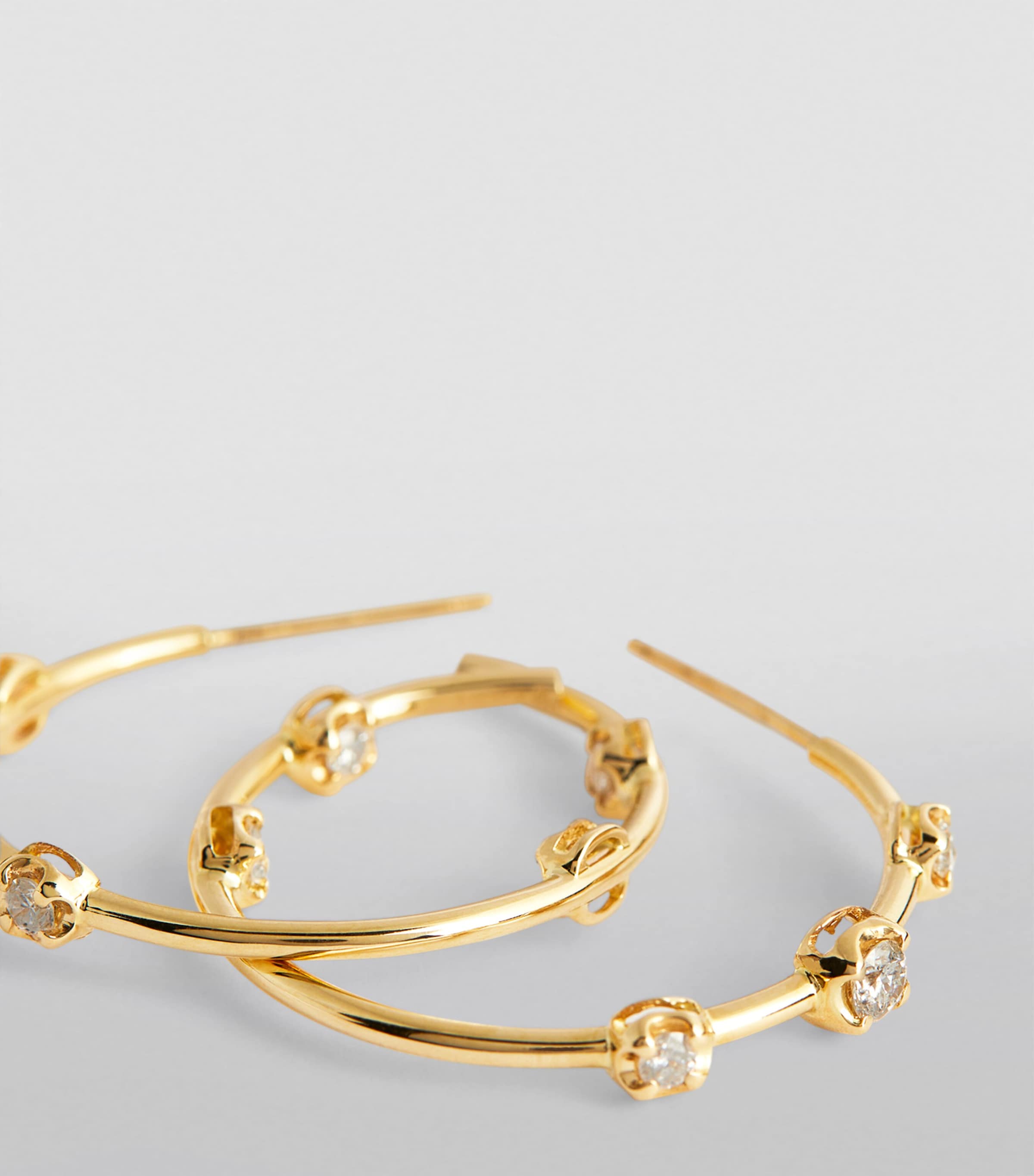 Yellow Gold and Diamond Sophia Hoop Earrings YELLOW GOLD Image 6