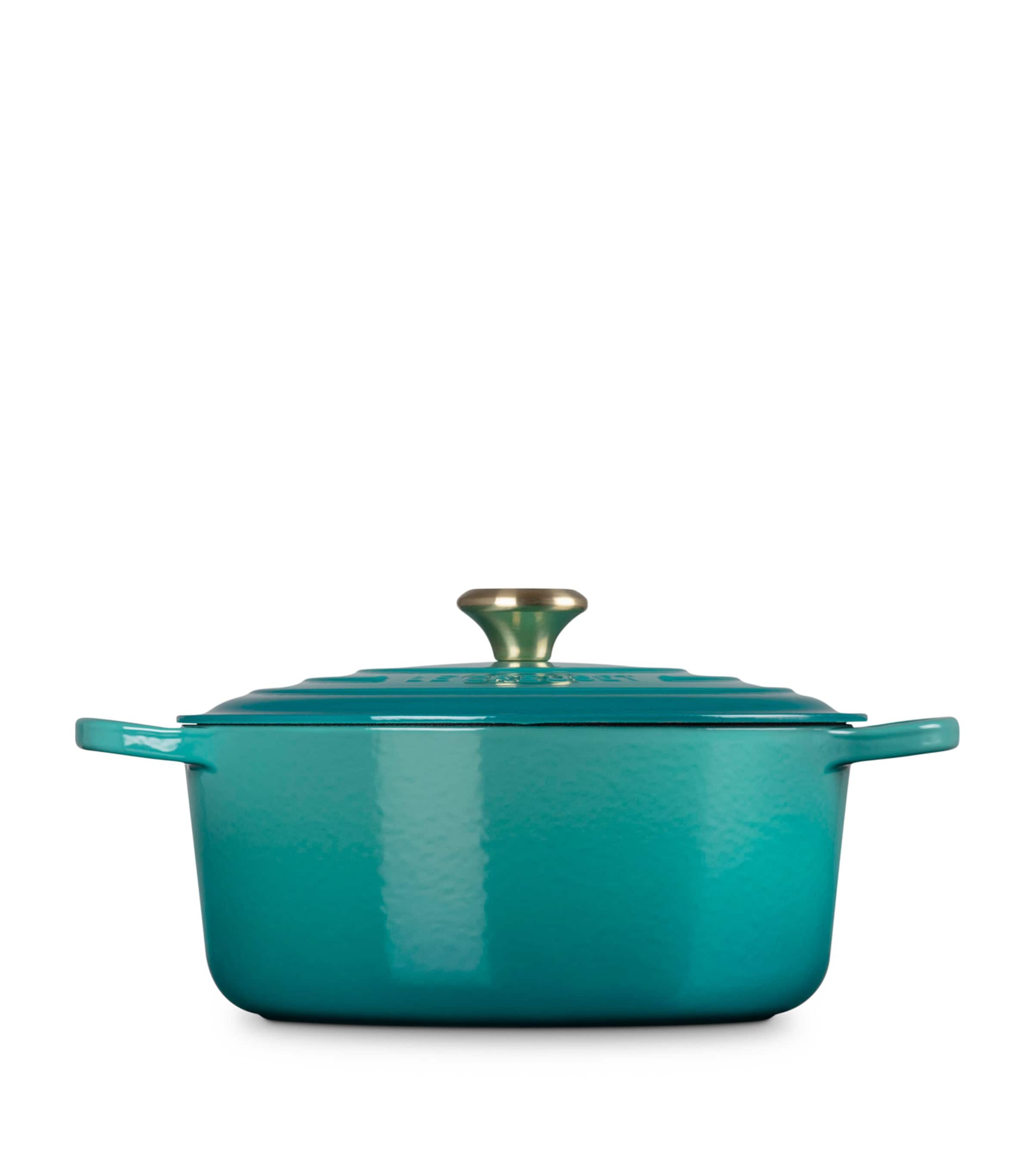 Le Creuset Cast Iron Round Casserole Dish (28cm) Bleu Riviera Image 3