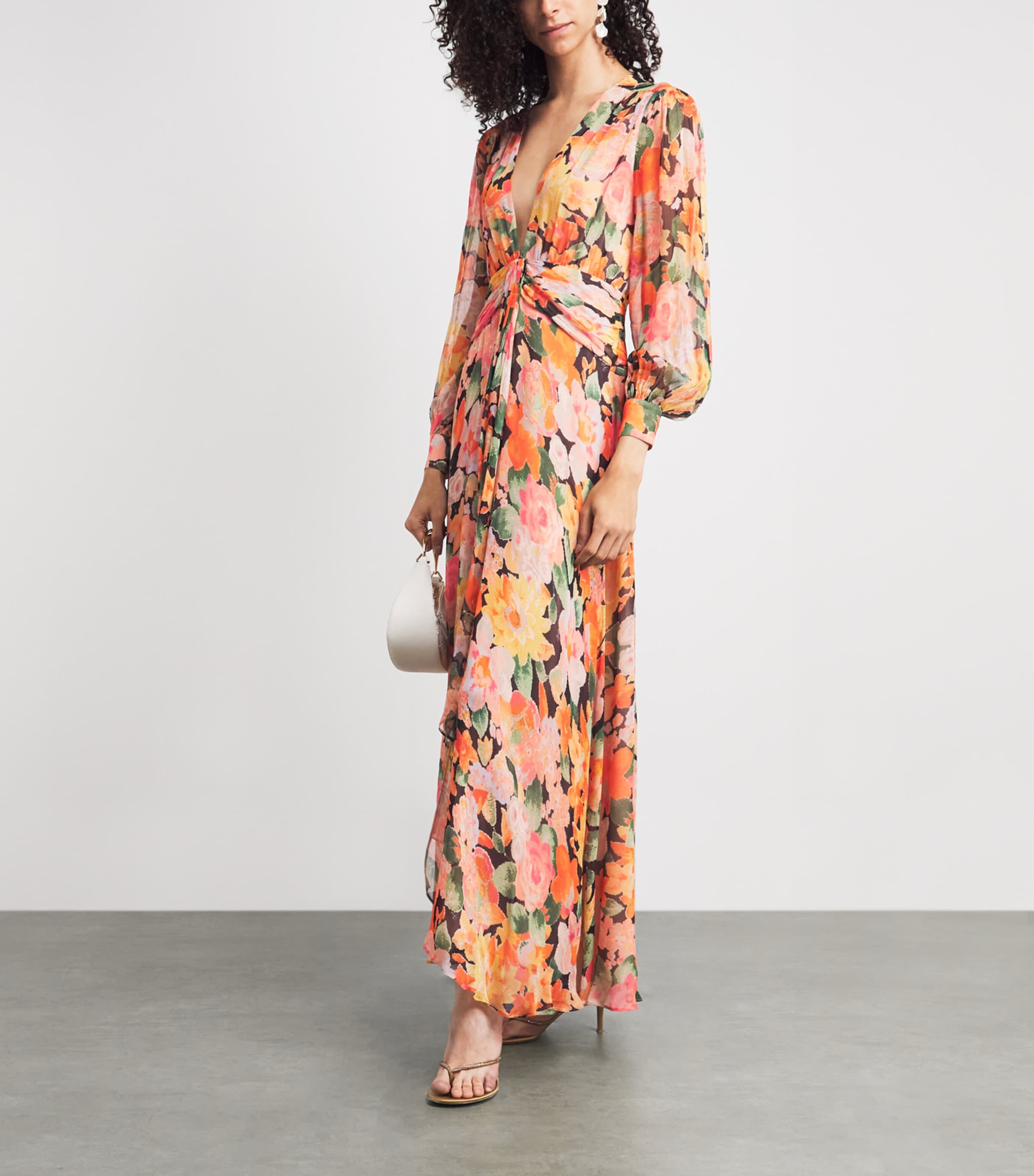 Rixo Womens Chiffon Floral Meera Maxi Dress Chelsea Floral Black Image 2