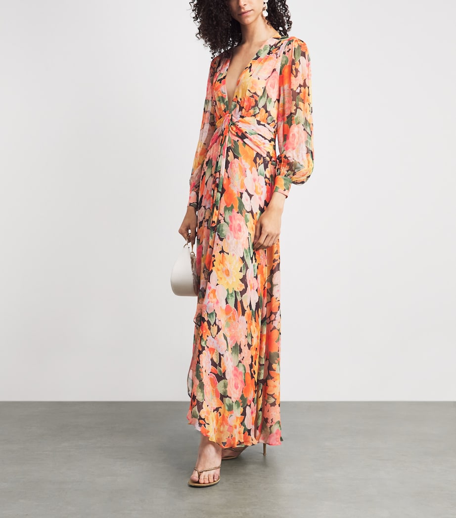 Rixo Womens Chiffon Floral Meera Maxi Dress Chelsea Floral Black Image 2