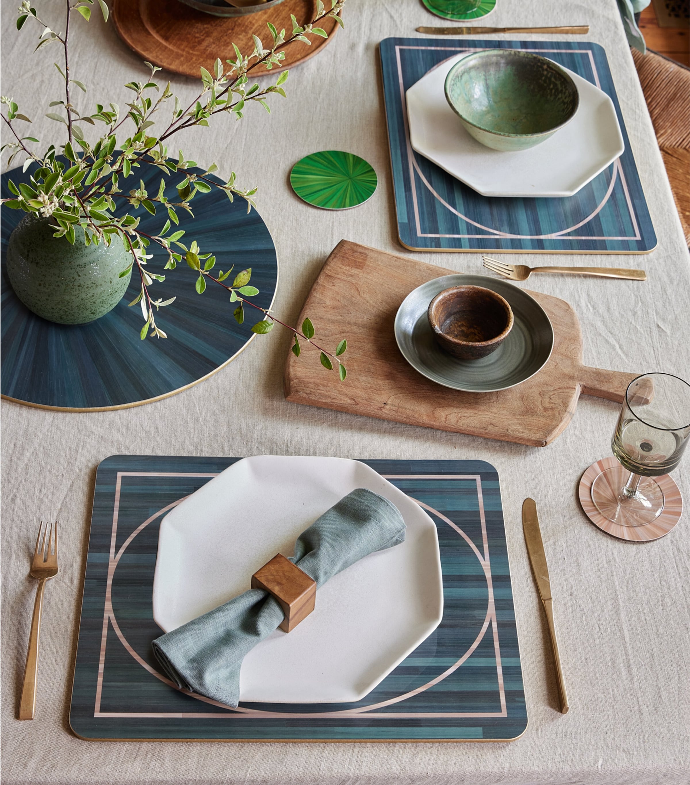 Set of 4 Soleil Round Coasters FAWN Image 2