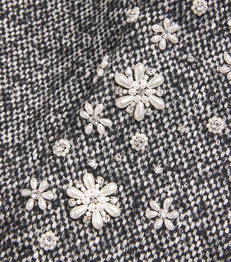 Wool-Silk Embellished Elara Coat BLACK/WHITE Image 5