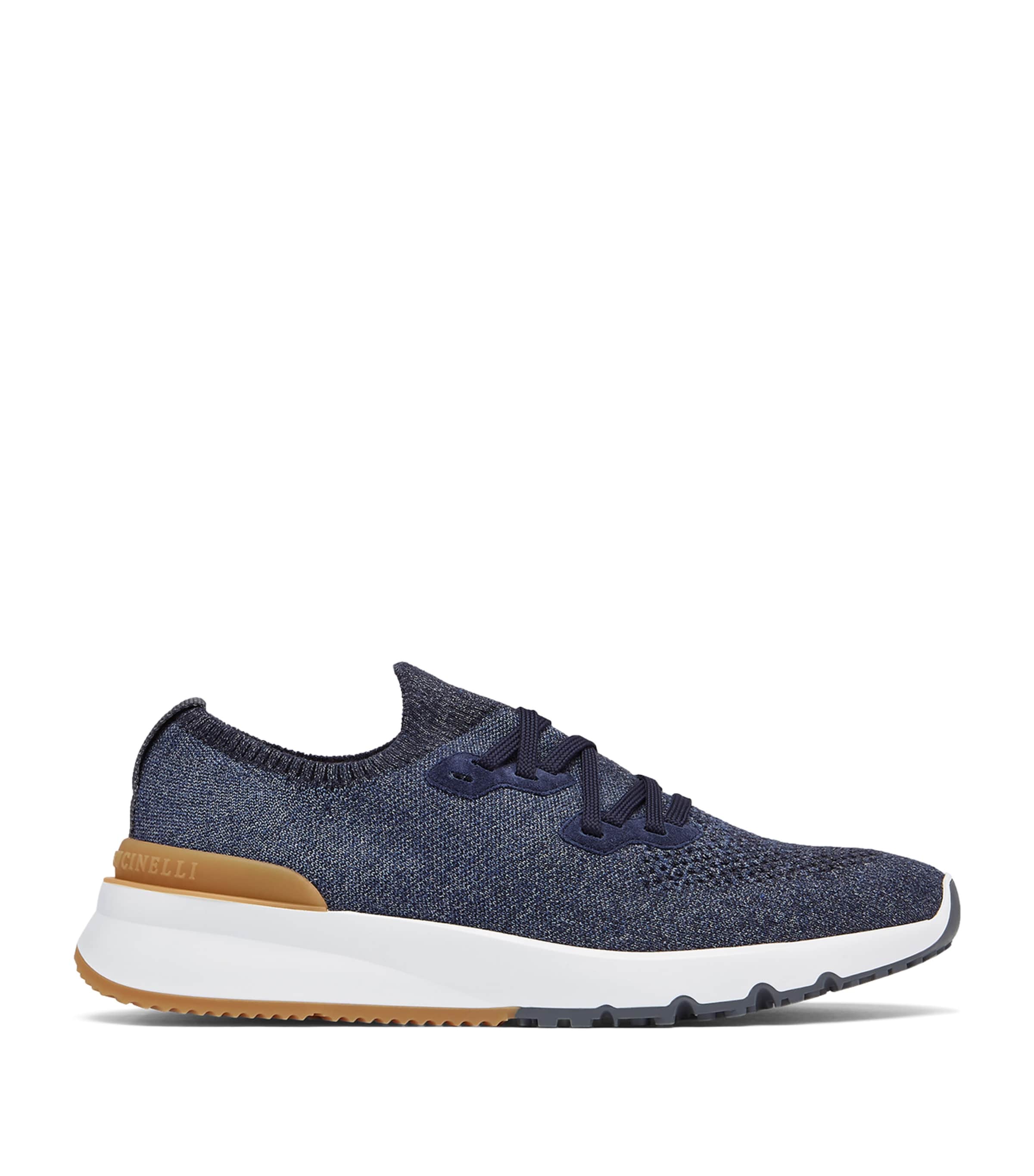 Brunello Cucinelli Knitted Runner Sneakers In Blue