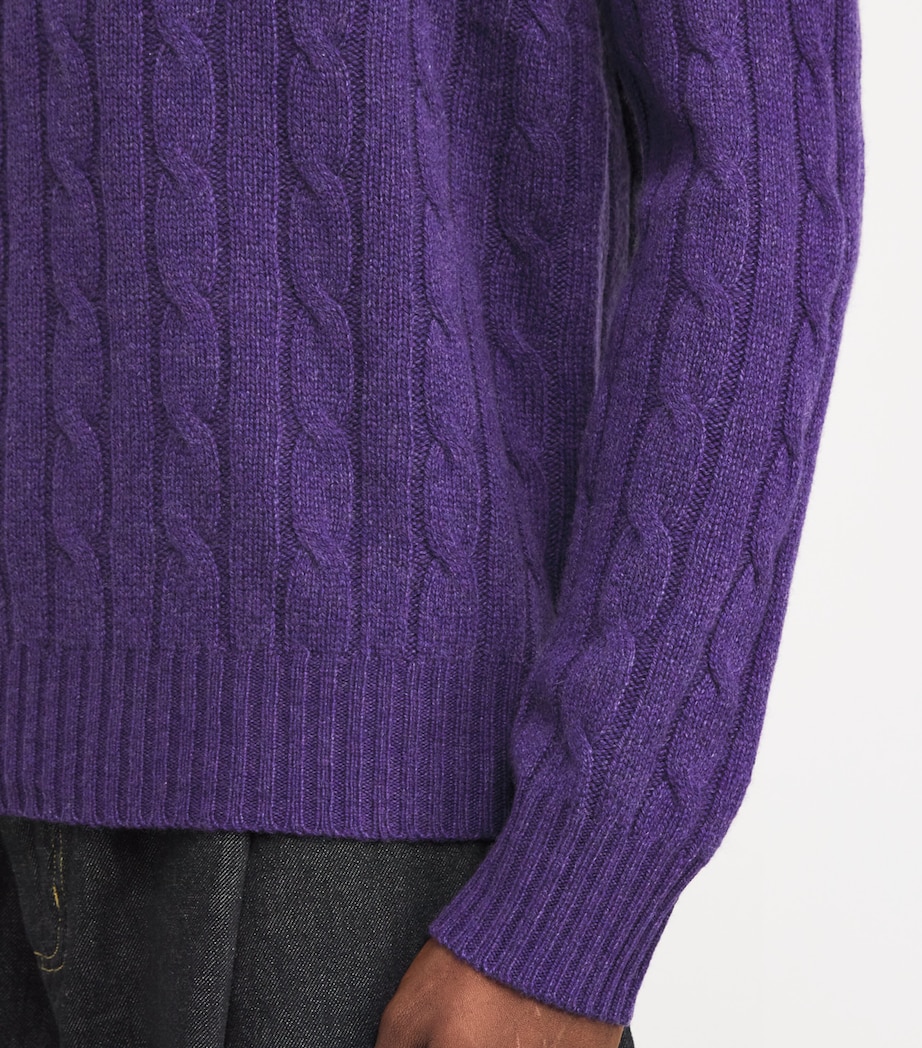 Polo Ralph Lauren Mens Cashmere Cable-Knit Sweater Purple Image 6