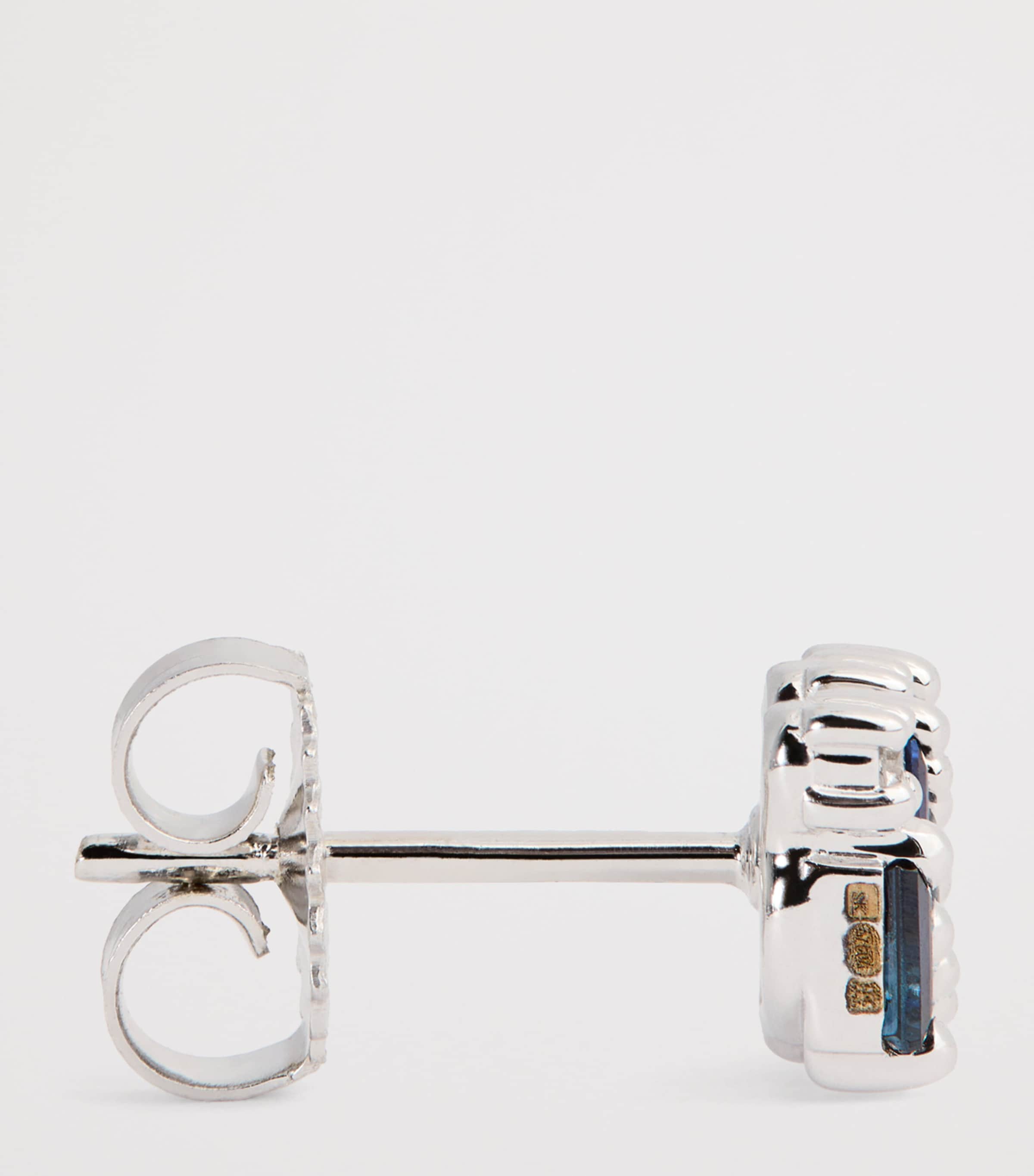 White Gold, Sapphire and Diamond Shimmer Stud Earrings 18K WG/WD Image 4