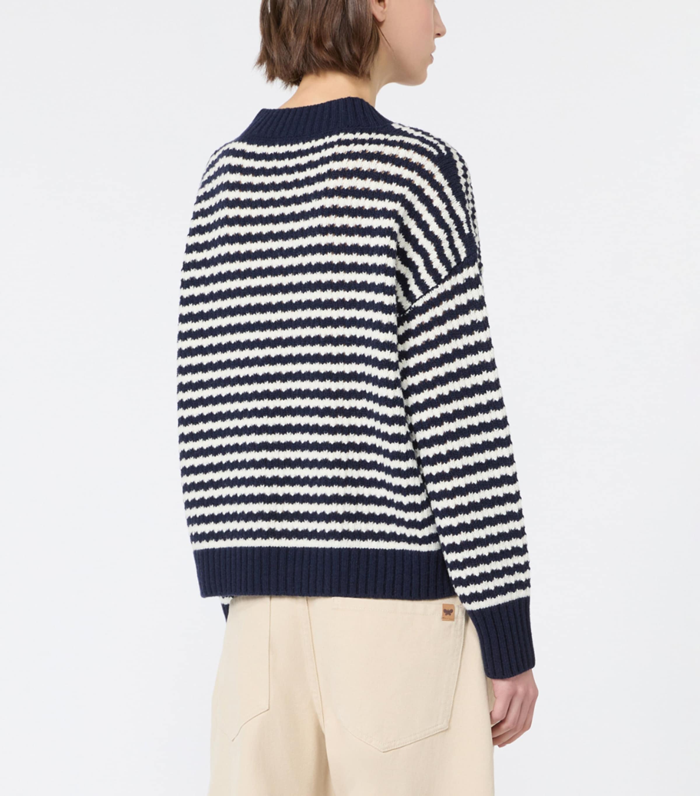 Weekend Max Mara Womens Virgin Wool Stripe Sweater Navy Image 4