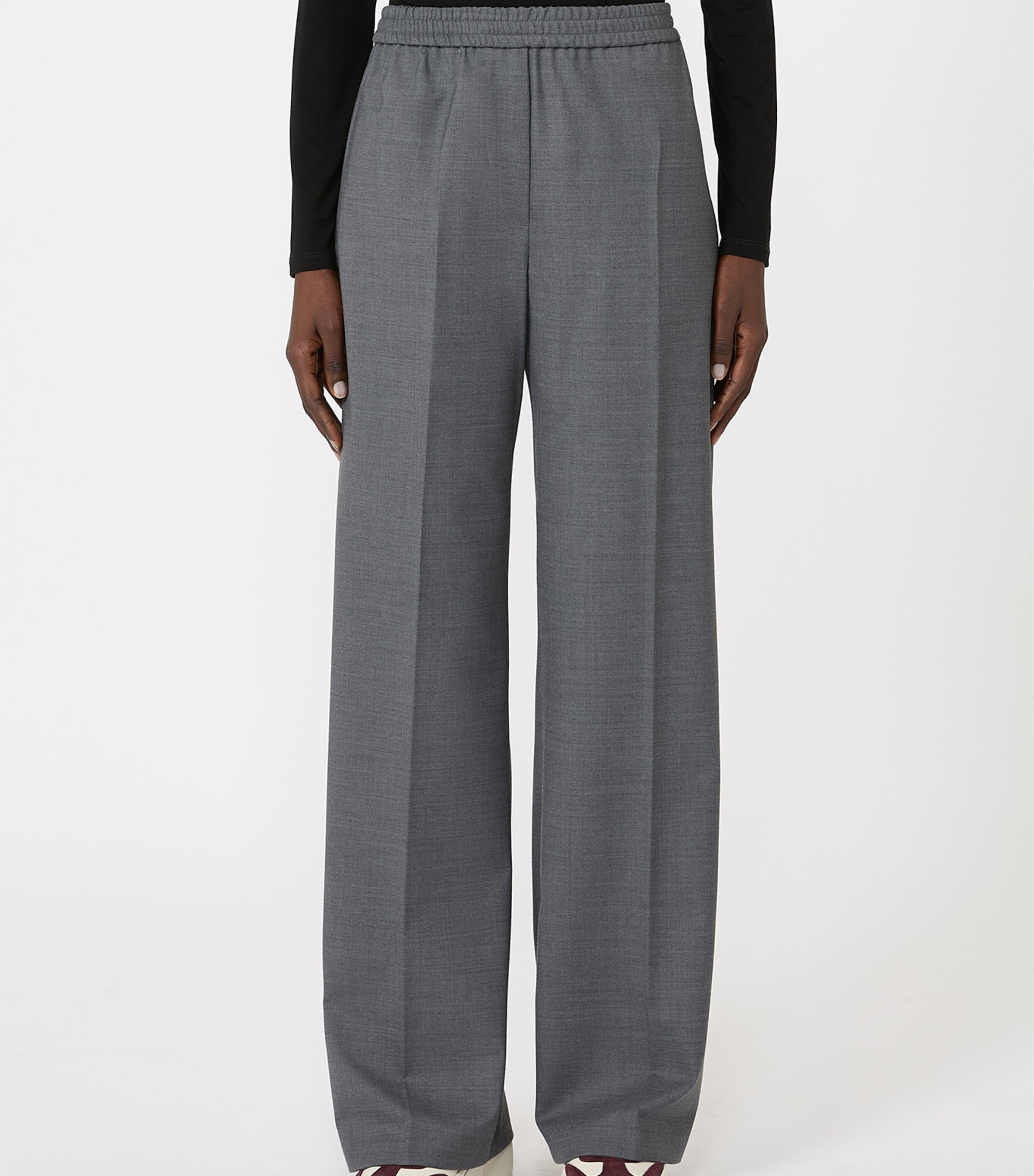Weekend Max Mara Womens Virgin Wool-Blend Trousers Dark Grey Image 3