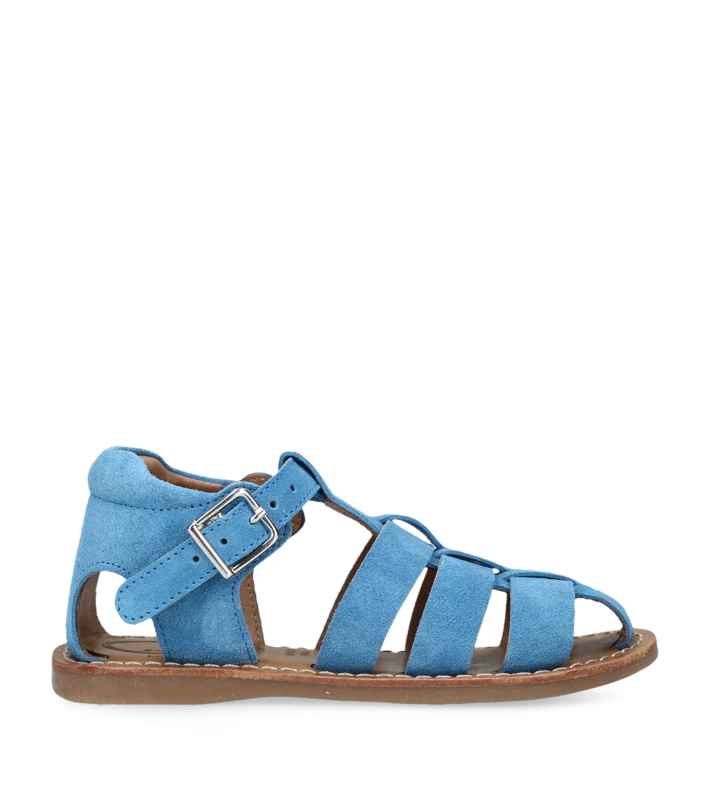 Papouelli Suede Mercer Sandals In Navy