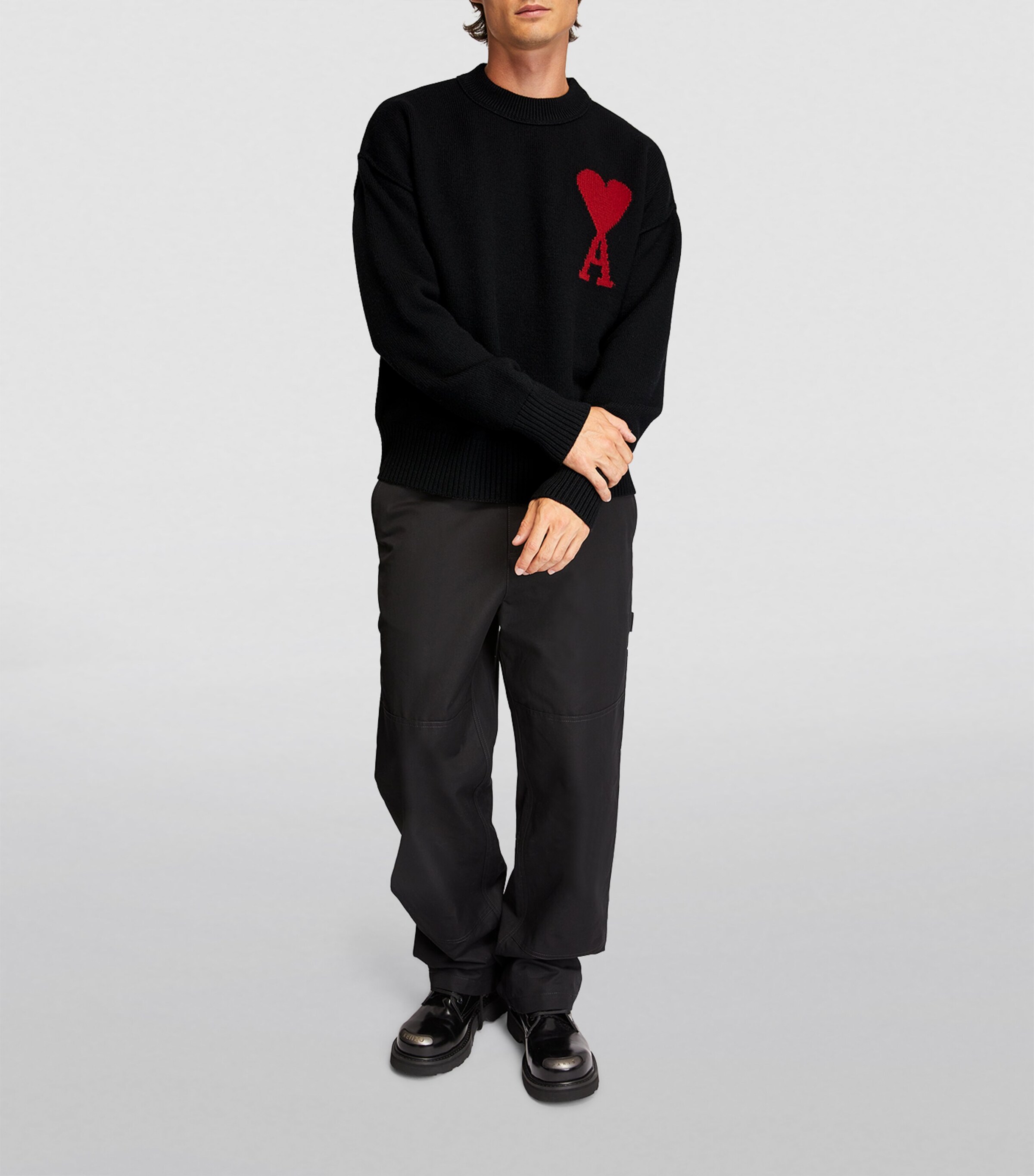 AMI Paris Mens Wool Ami de Coeur Sweater Image 2