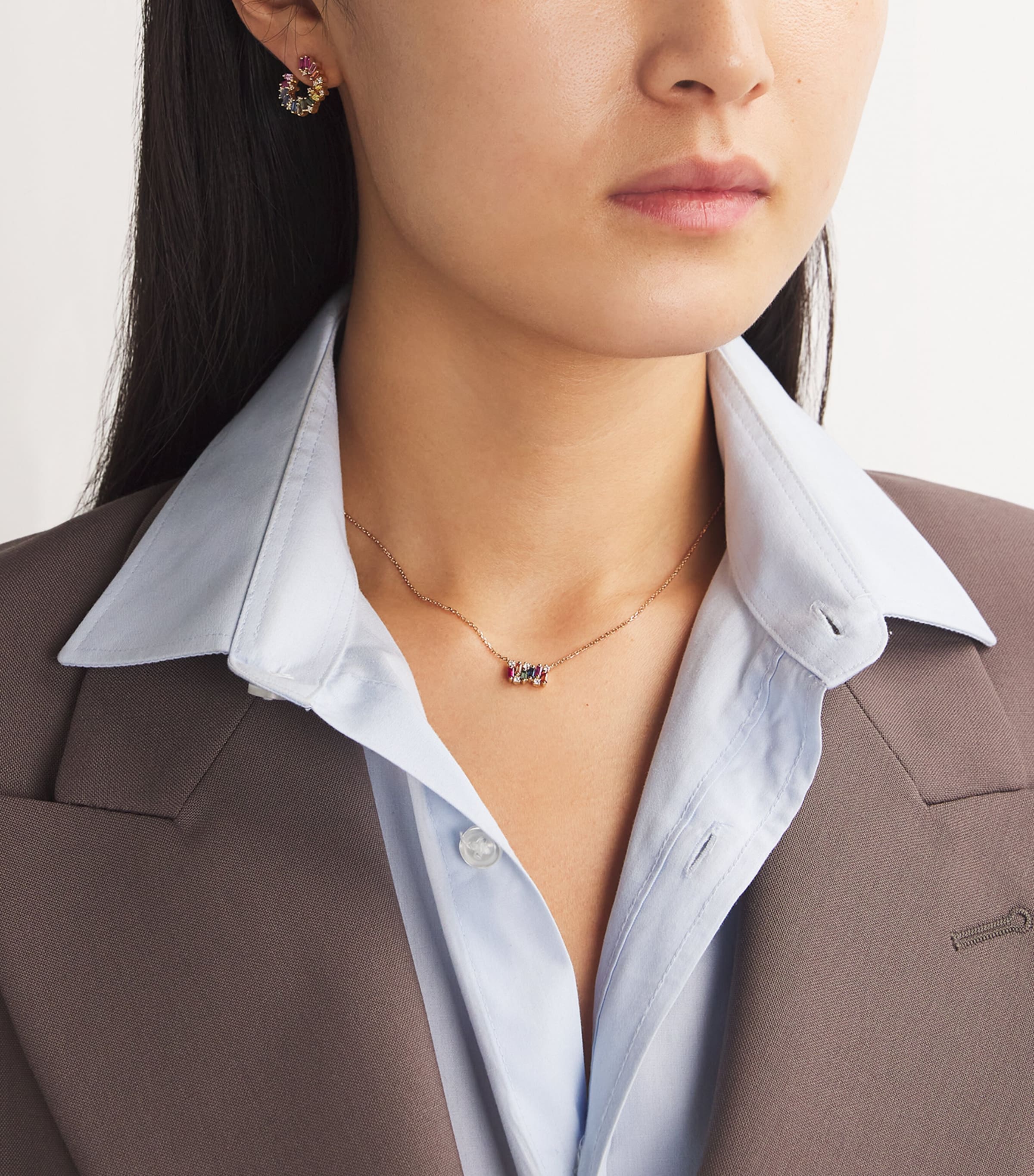 Suzanne Kalan Rose Gold, Diamond and Rainbow Sapphire Shimmer Necklace Rg/rs Image 4