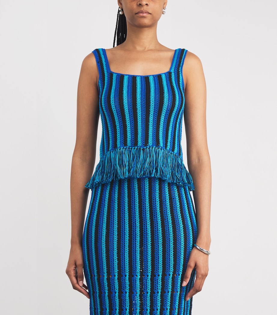 ESCVDO Womens Fringe Misti Top Blue Image 3