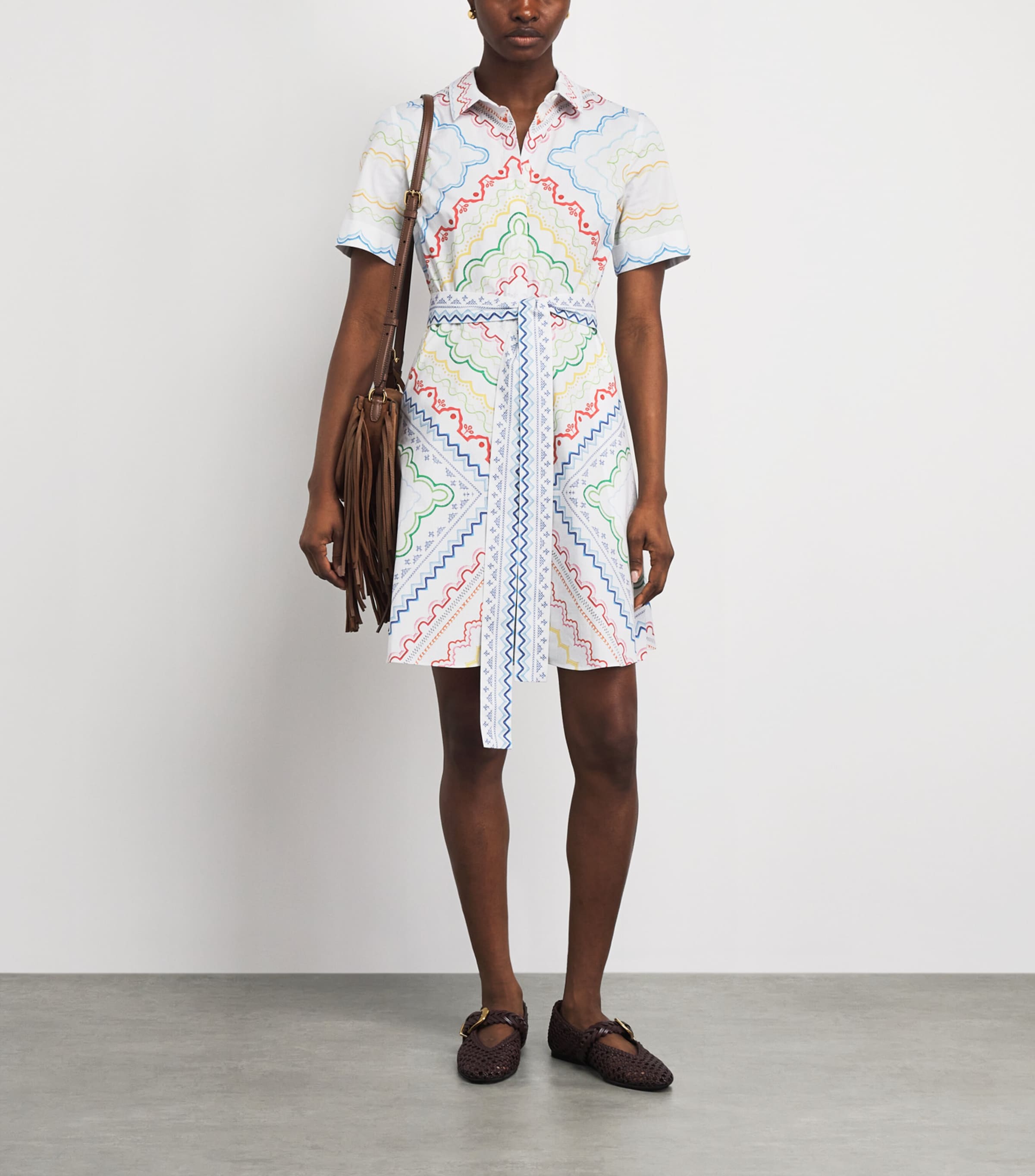 Mary Katrantzou Womens Stretch-Cotton Chima Mini Dress Blanchetto Image 2