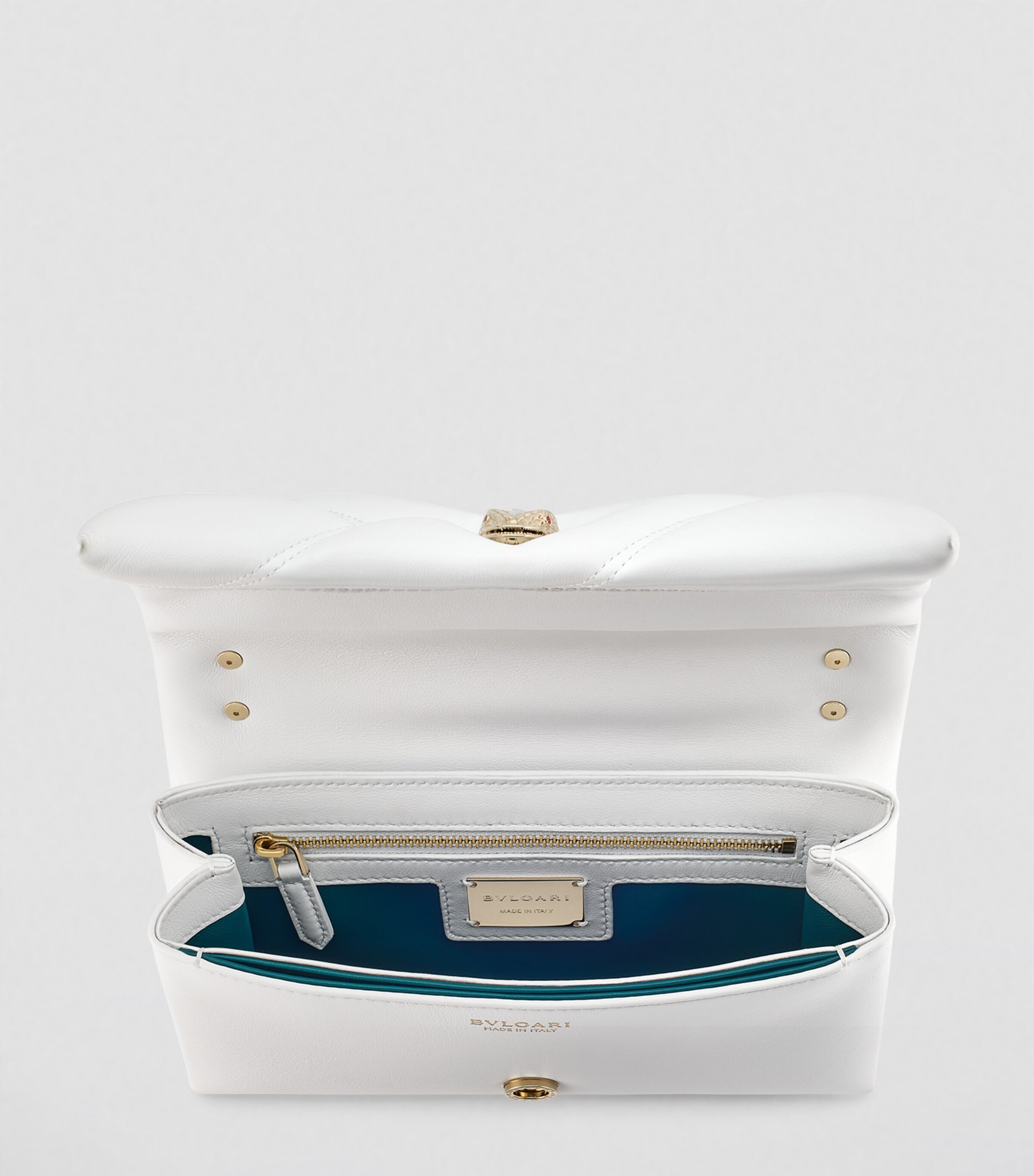 Leather Serpenti Cabochon Cross-Body Bag WHITE Image 6