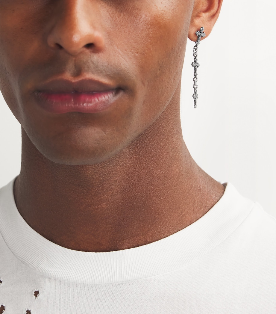 Sterling Silver Cross Drop Single Earring GOLD Image 2