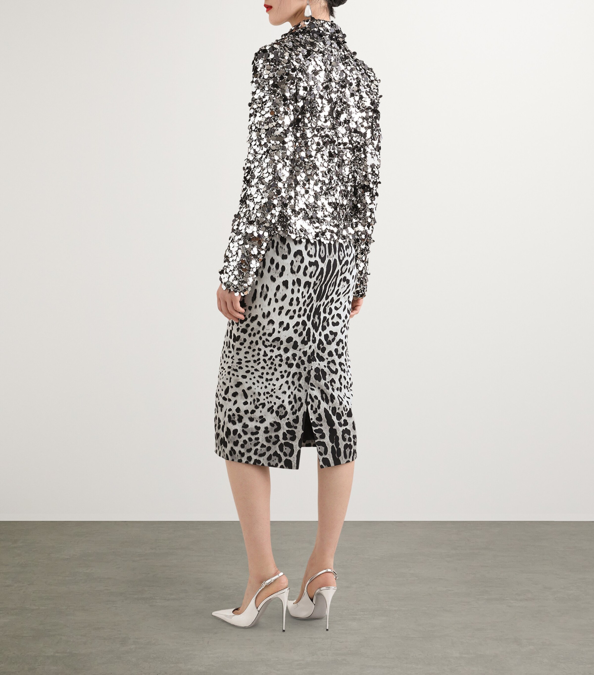 Sequinned Embellished Jacket S0998-SILVER Image 5