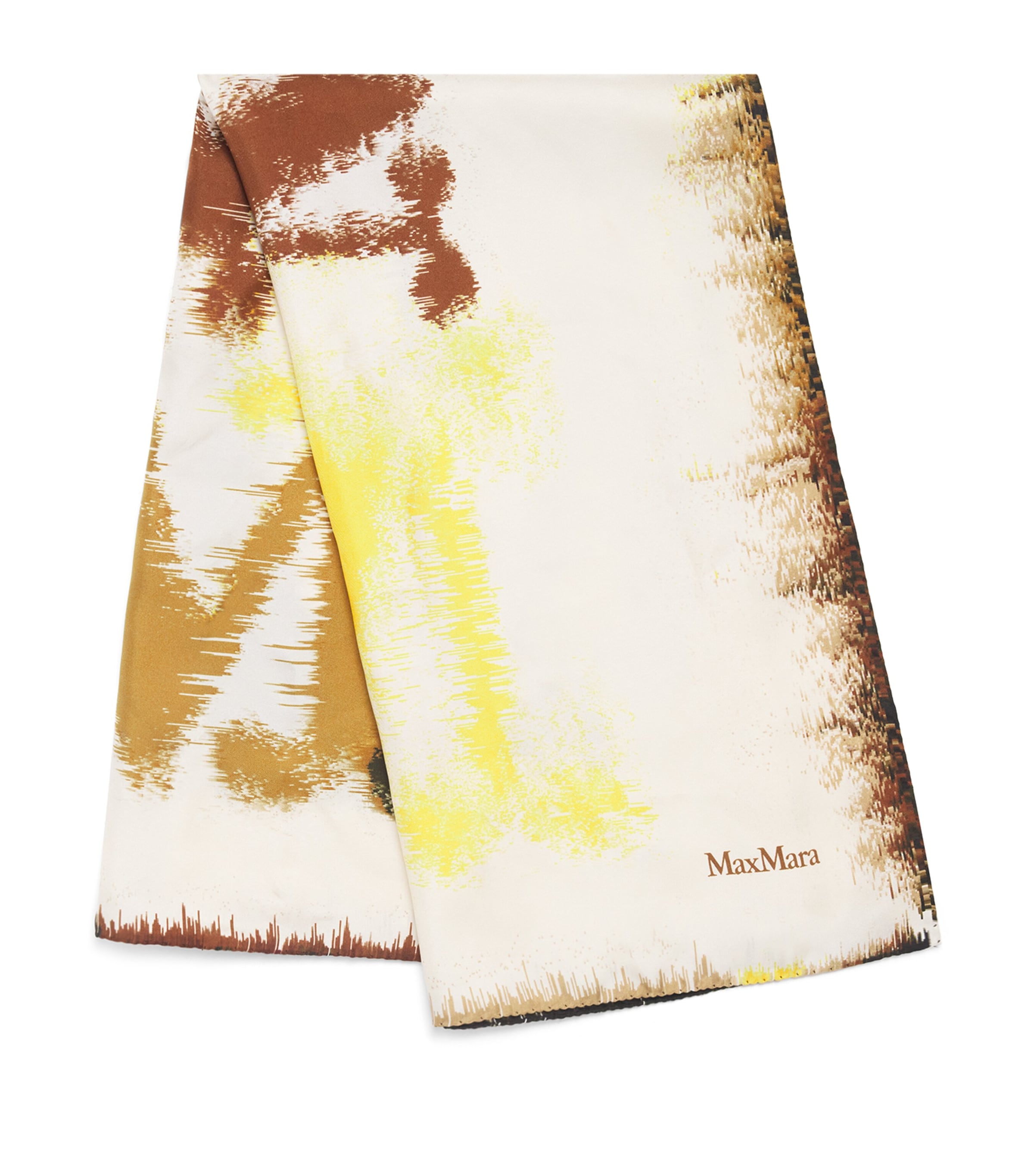Max Mara Silk Monogram Scarf In Beige