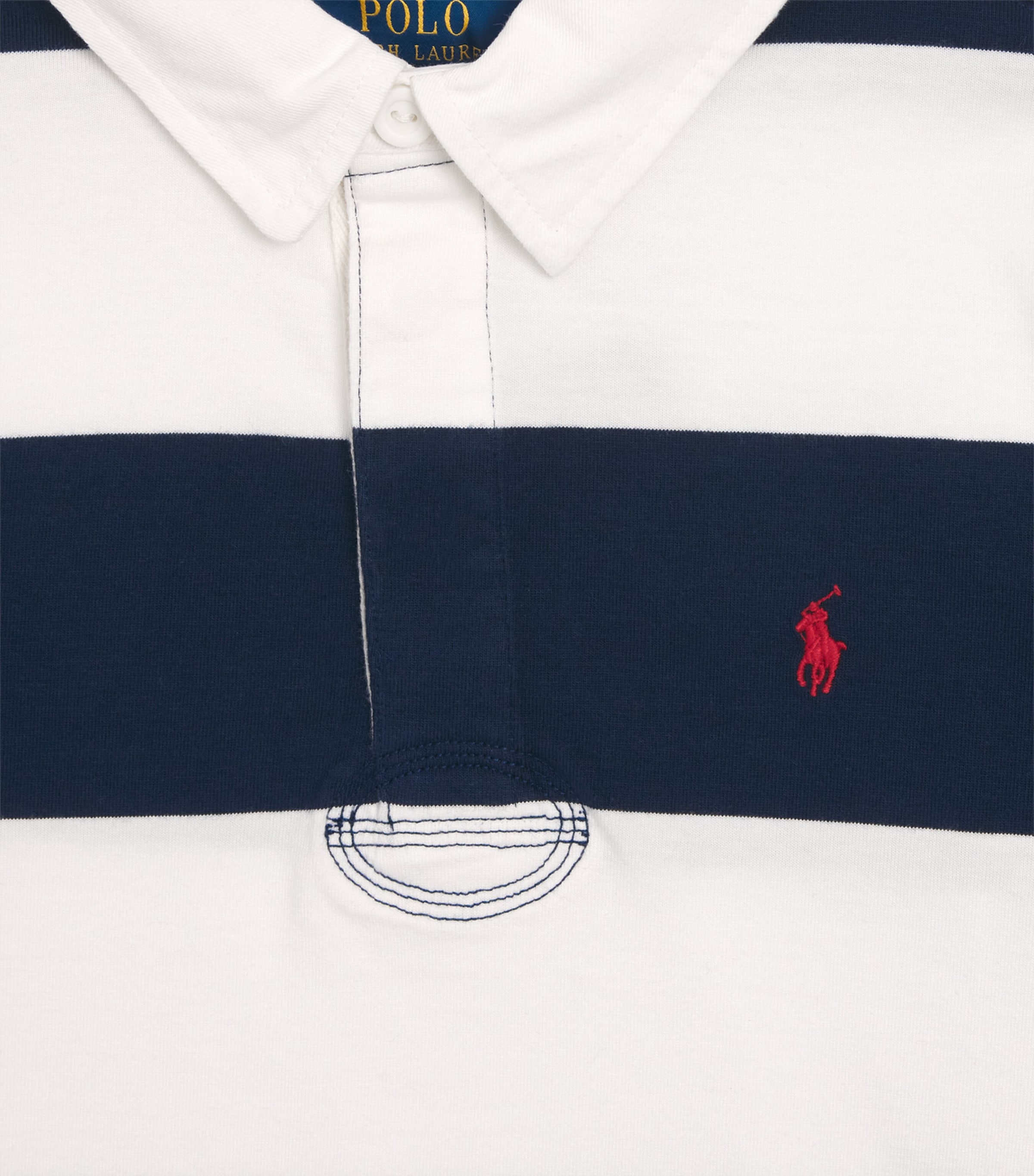 Stripe Rugby Shirt (6-14 Years) WHITE/CRUISE NAVY Image 2