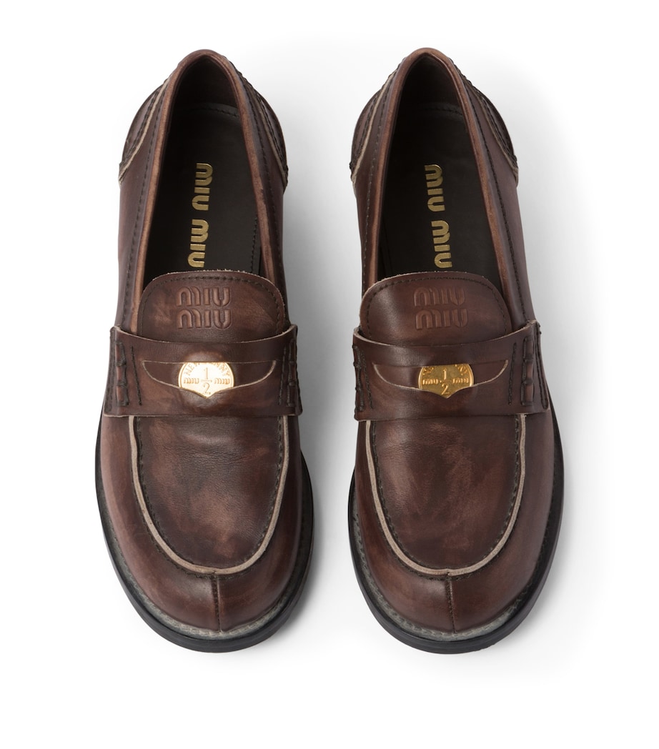 Leather Vintage-Effect Loafers F0192 Image 5