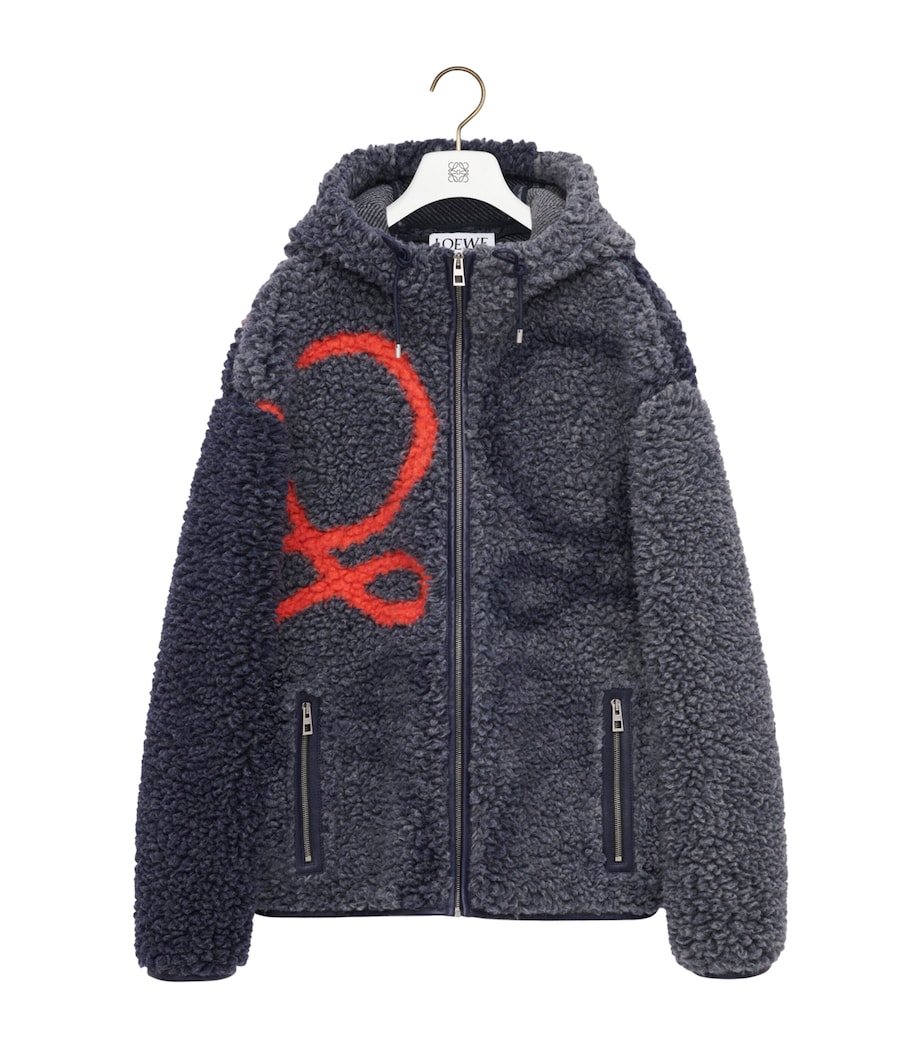 Fleece Anagram Hooded Jacket NAVY/ORANGE Image 1