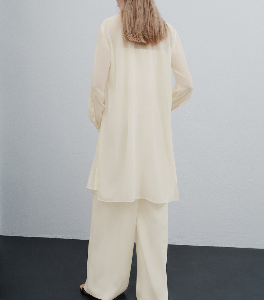 Marella Womens Long Georgette Shirt Wool White Image 3