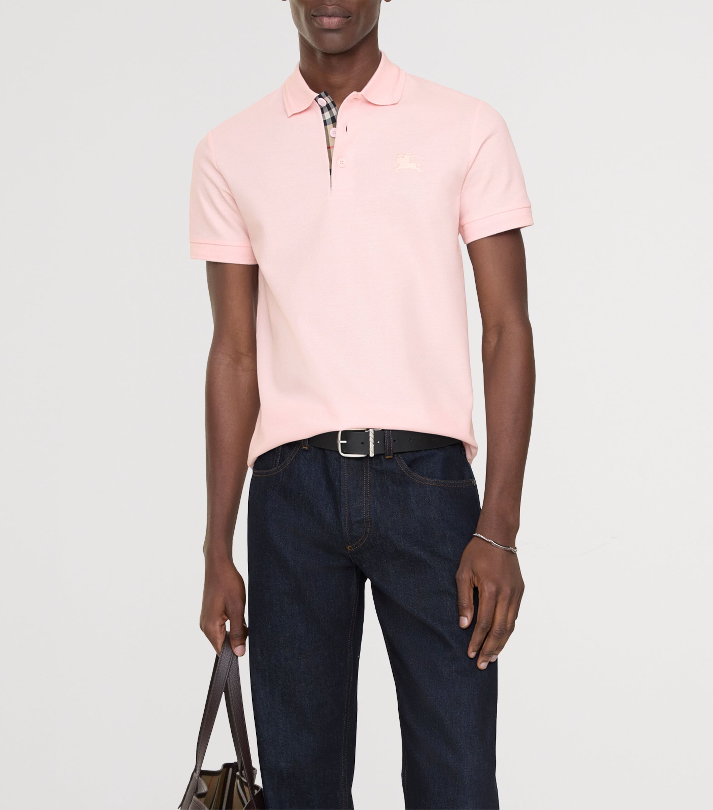 Burberry Mens Cotton Polo Shirt Mallow Pink Image 2